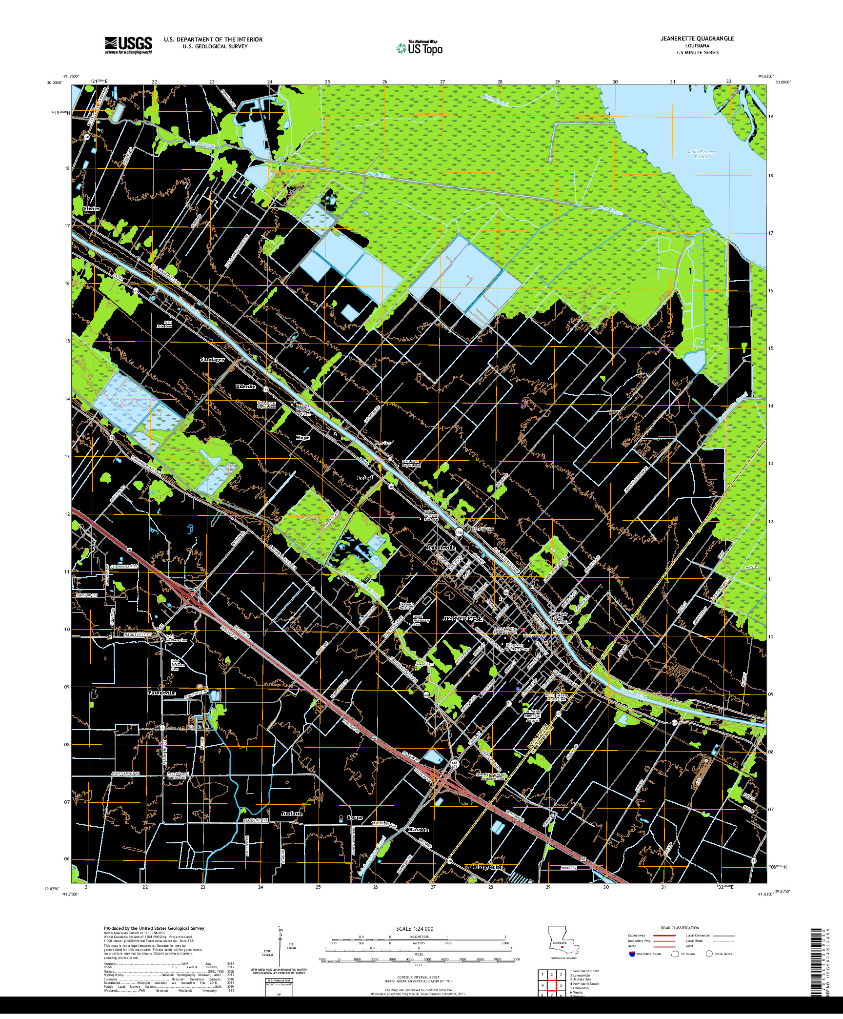 USGS US TOPO 7.5-MINUTE MAP FOR JEANERETTE, LA 2020