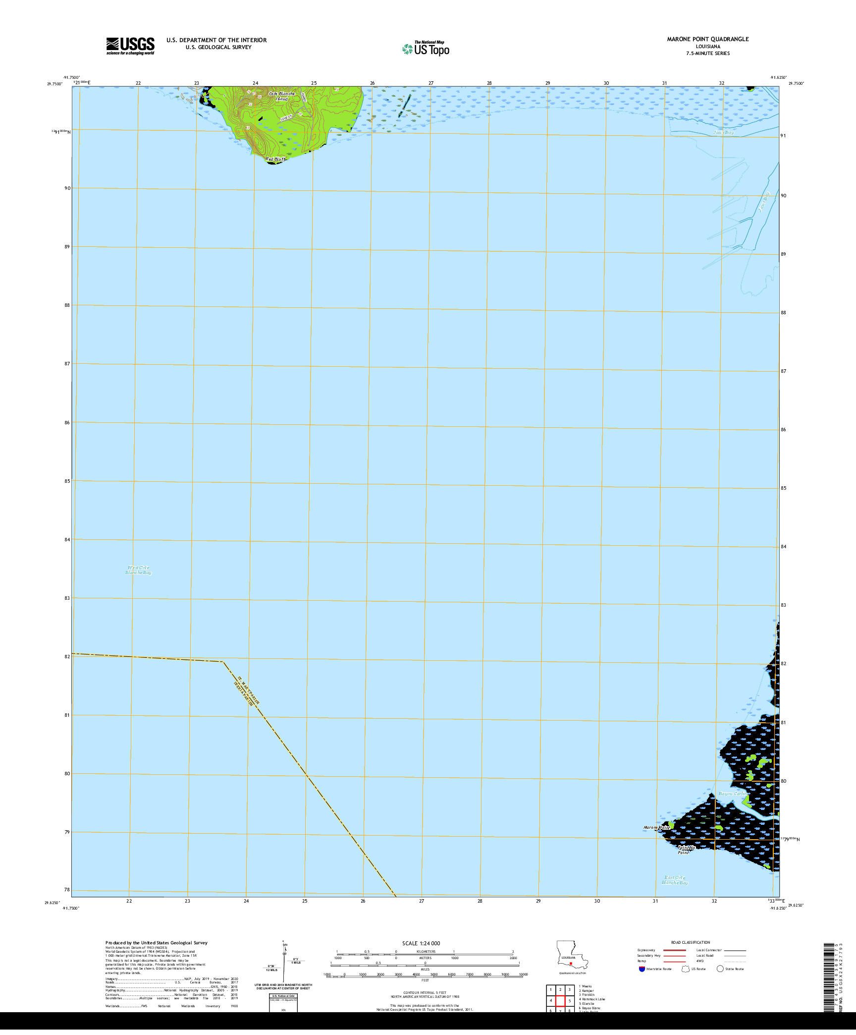 USGS US TOPO 7.5-MINUTE MAP FOR MARONE POINT, LA 2020