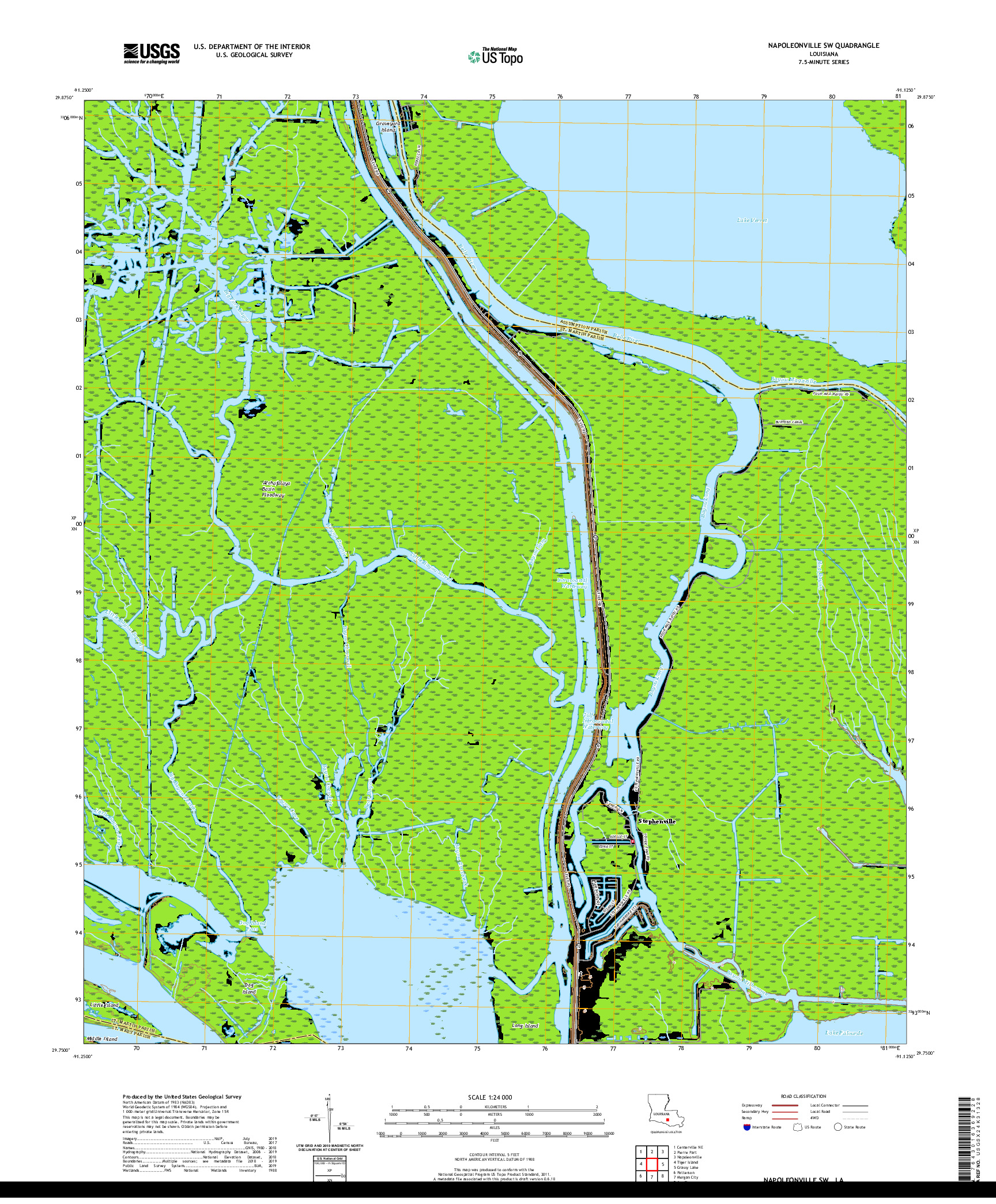 USGS US TOPO 7.5-MINUTE MAP FOR NAPOLEONVILLE SW, LA 2020