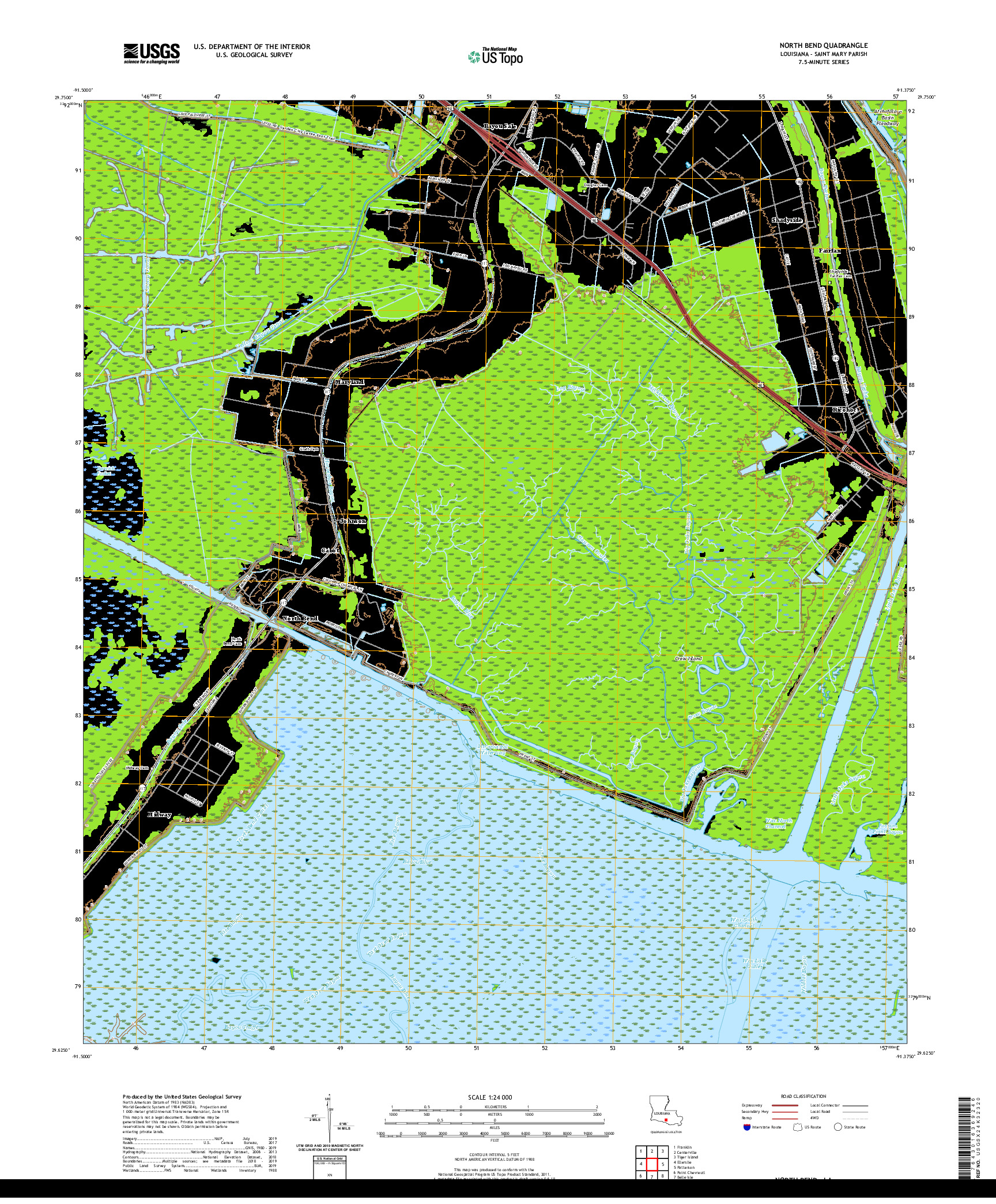 USGS US TOPO 7.5-MINUTE MAP FOR NORTH BEND, LA 2020