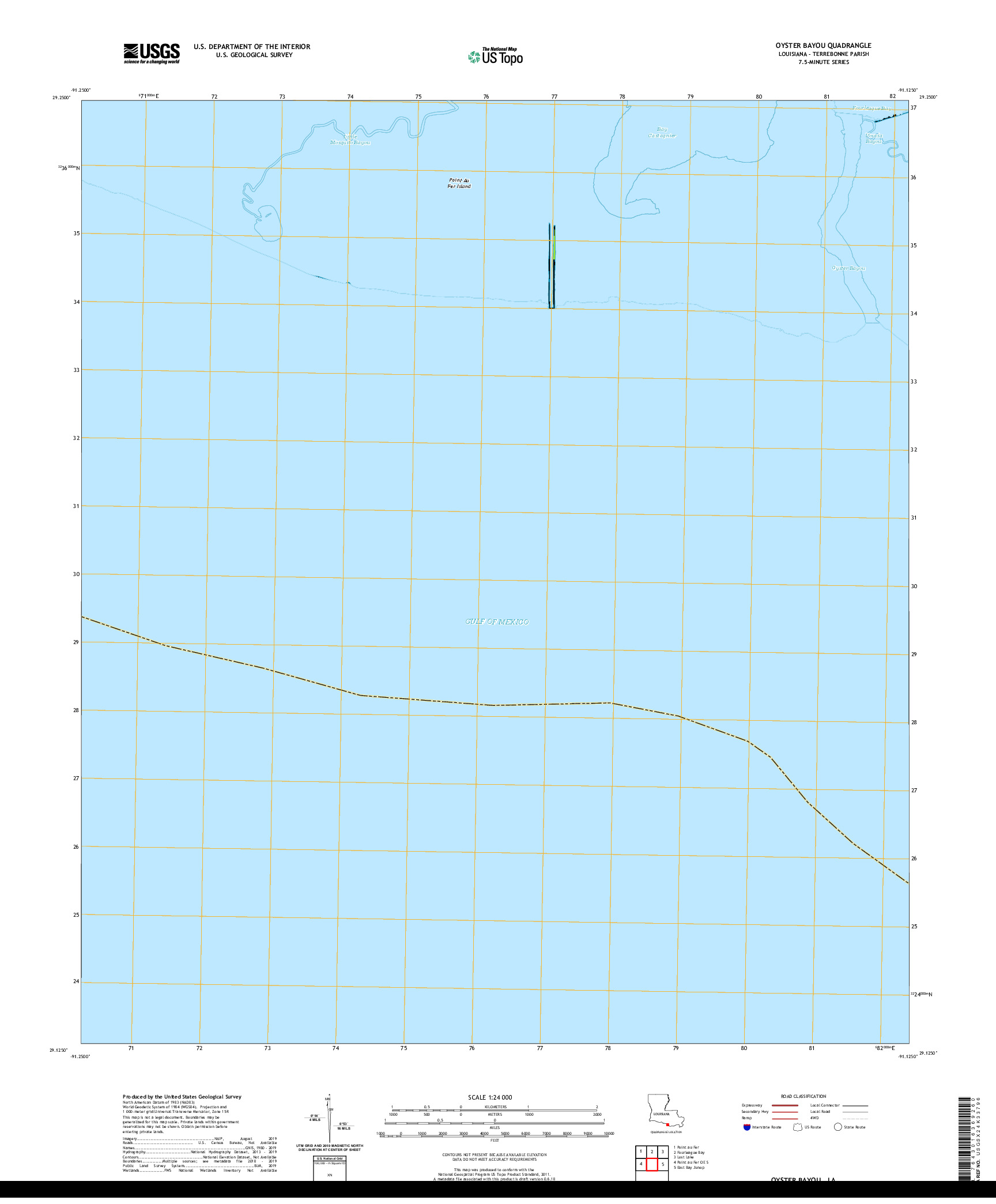 USGS US TOPO 7.5-MINUTE MAP FOR OYSTER BAYOU, LA 2020
