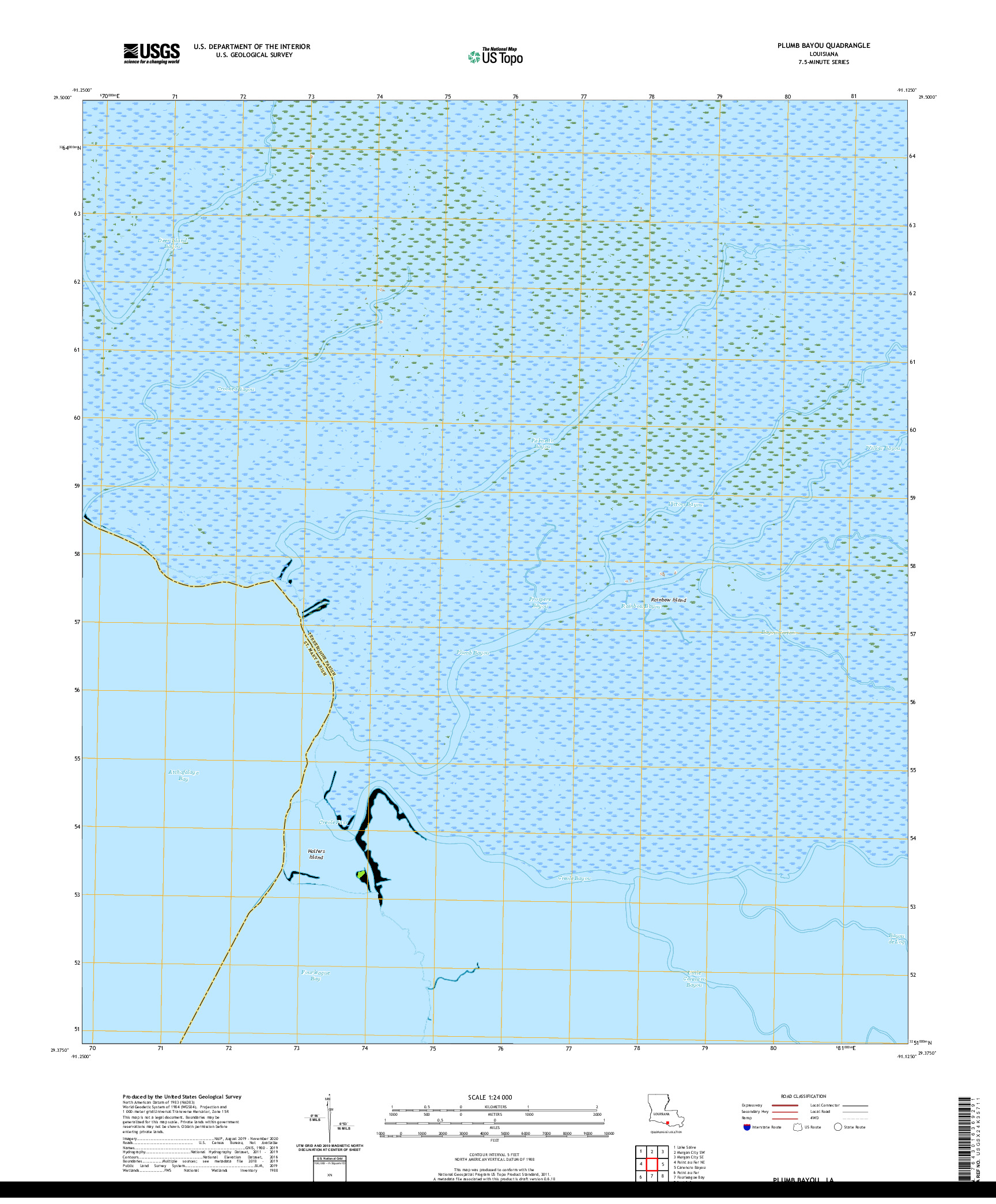 USGS US TOPO 7.5-MINUTE MAP FOR PLUMB BAYOU, LA 2020