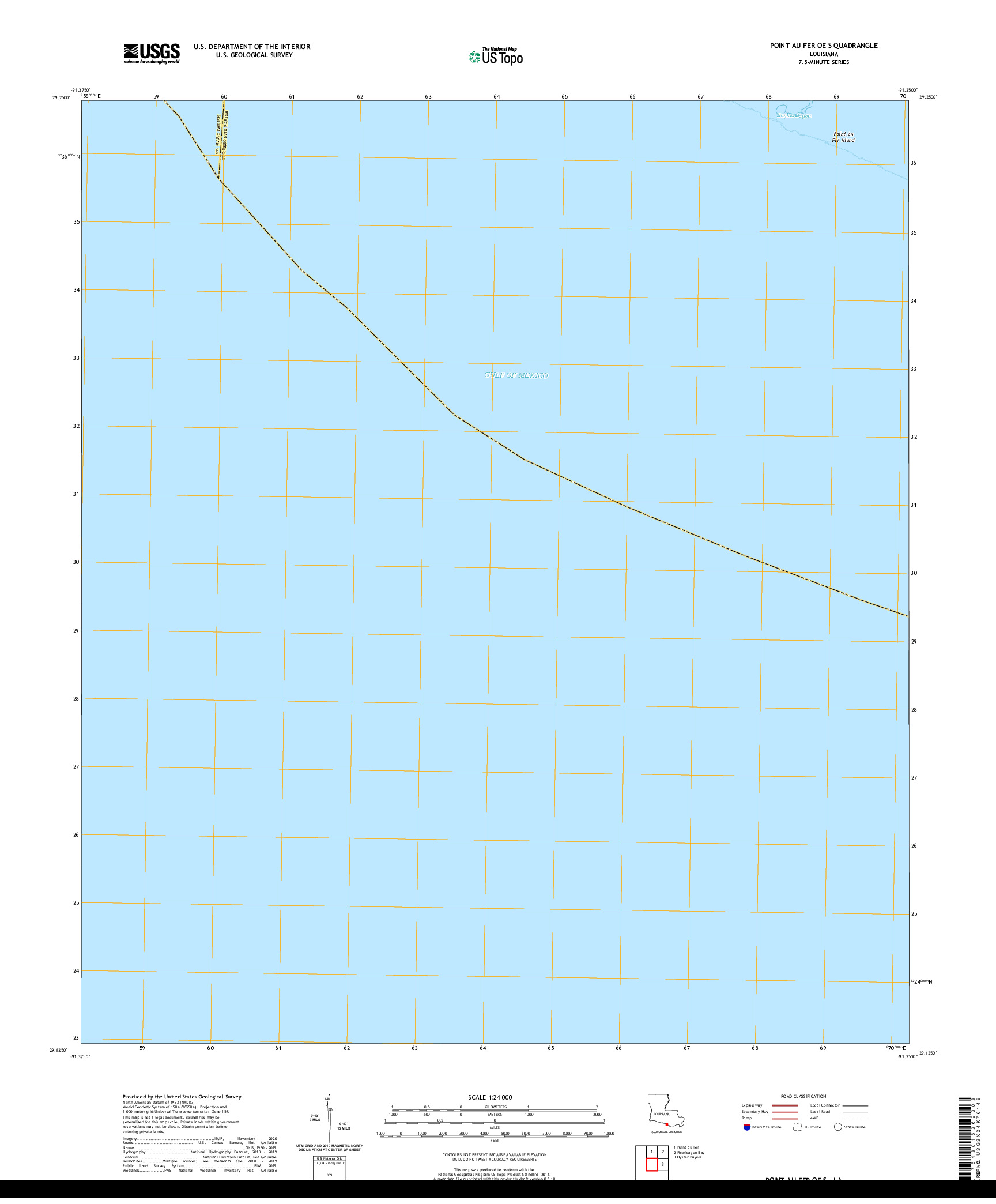 USGS US TOPO 7.5-MINUTE MAP FOR POINT AU FER OE S, LA 2020