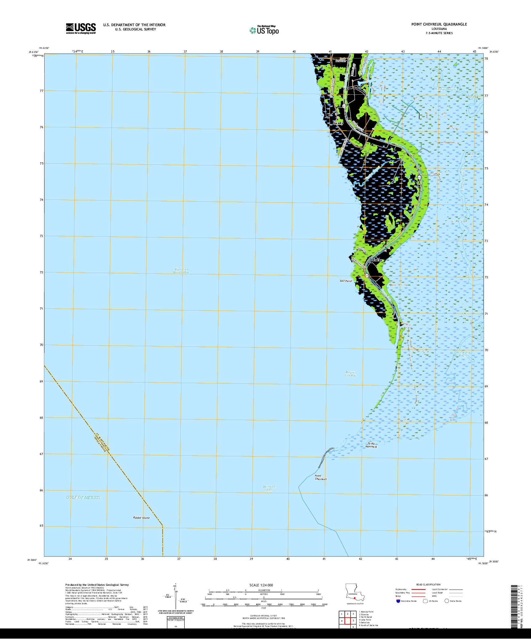 USGS US TOPO 7.5-MINUTE MAP FOR POINT CHEVREUIL, LA 2020