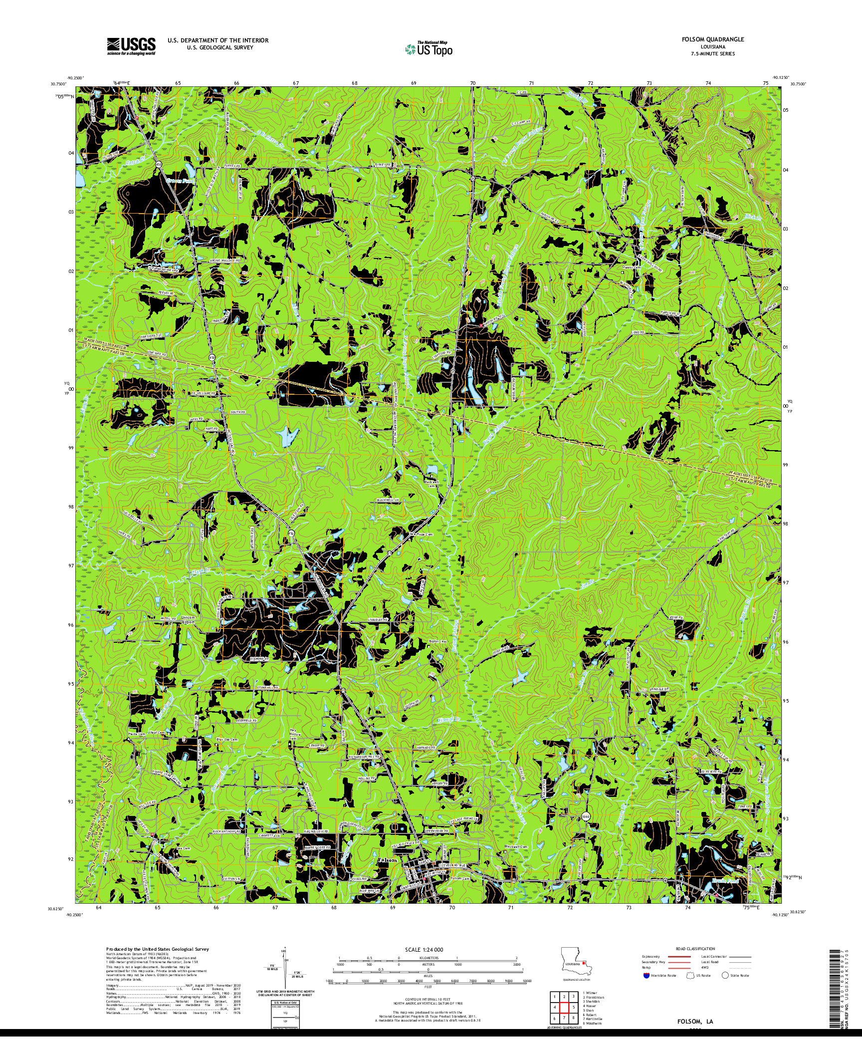 USGS US TOPO 7.5-MINUTE MAP FOR FOLSOM, LA 2020