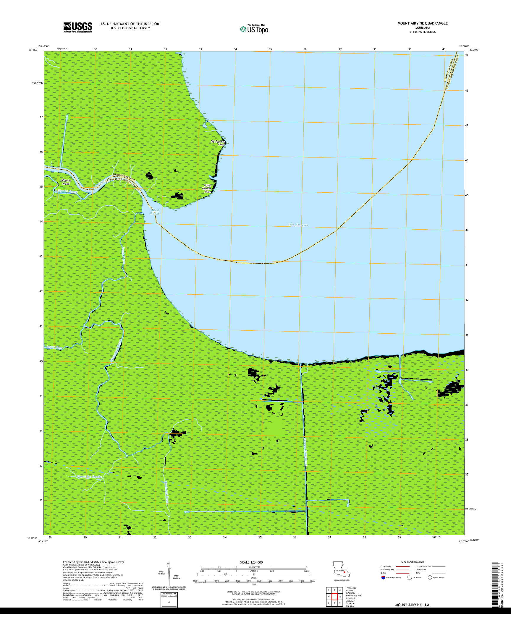 USGS US TOPO 7.5-MINUTE MAP FOR MOUNT AIRY NE, LA 2020