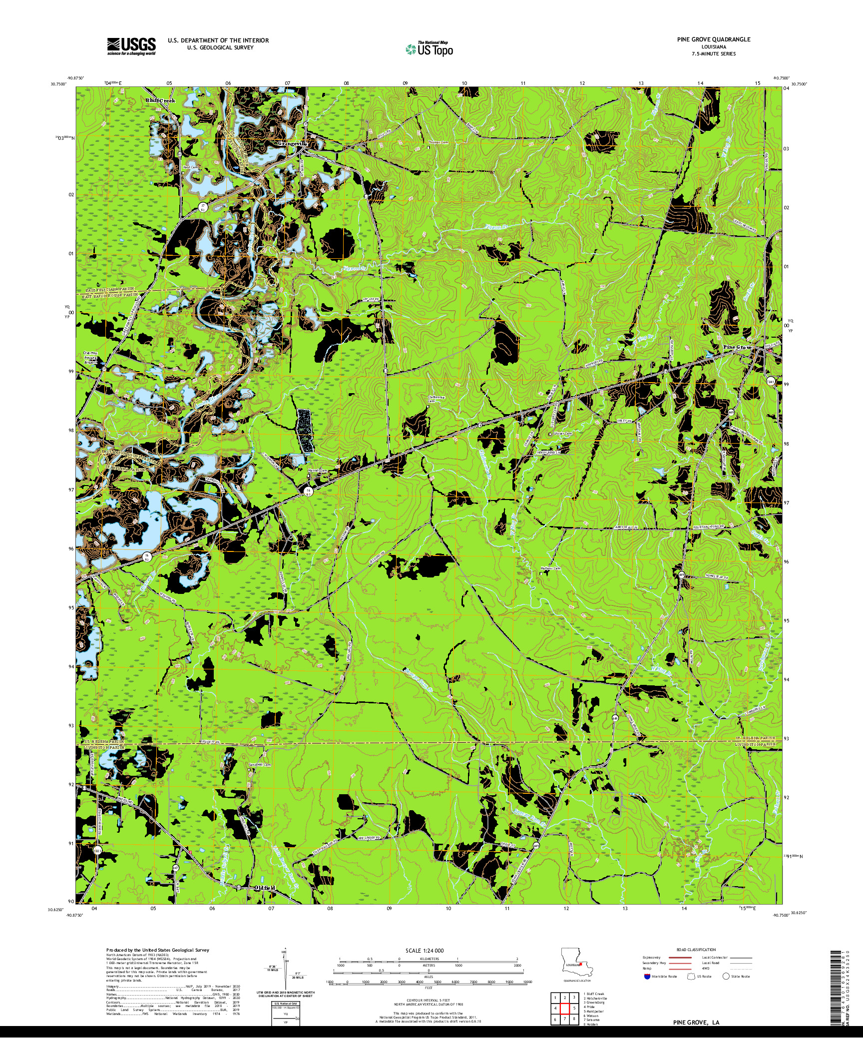USGS US TOPO 7.5-MINUTE MAP FOR PINE GROVE, LA 2020