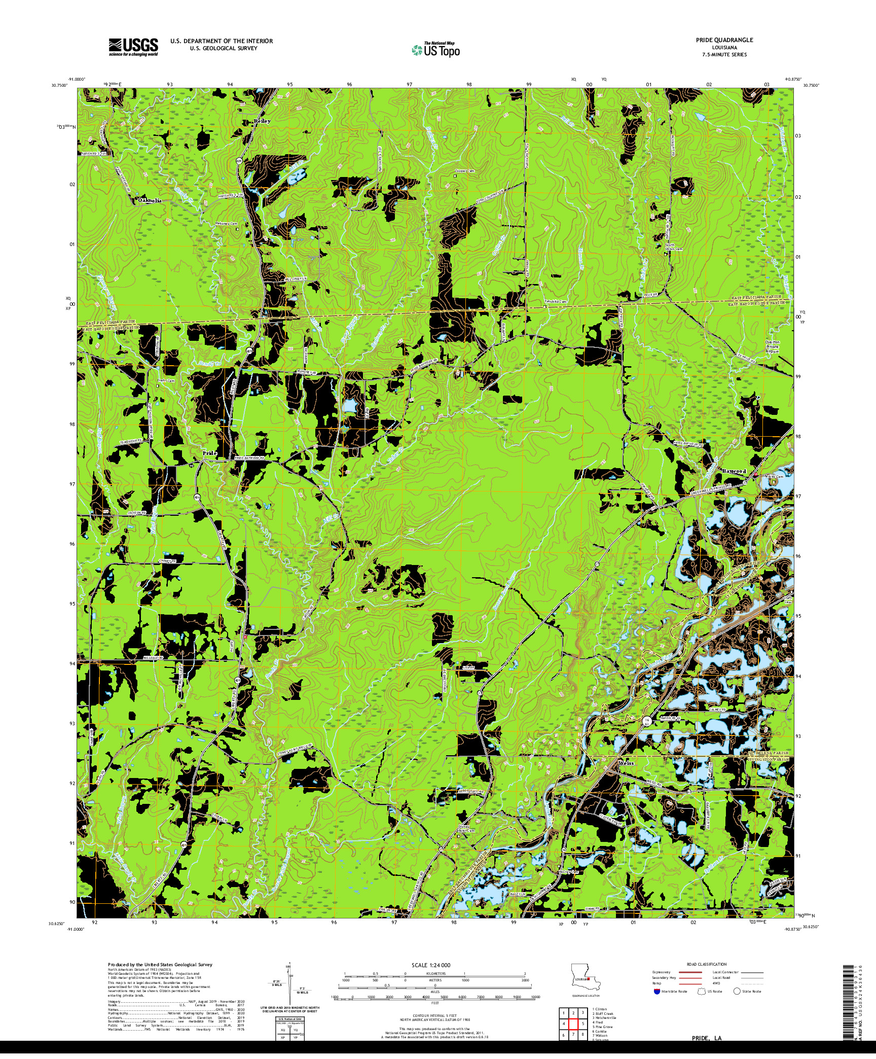 USGS US TOPO 7.5-MINUTE MAP FOR PRIDE, LA 2020