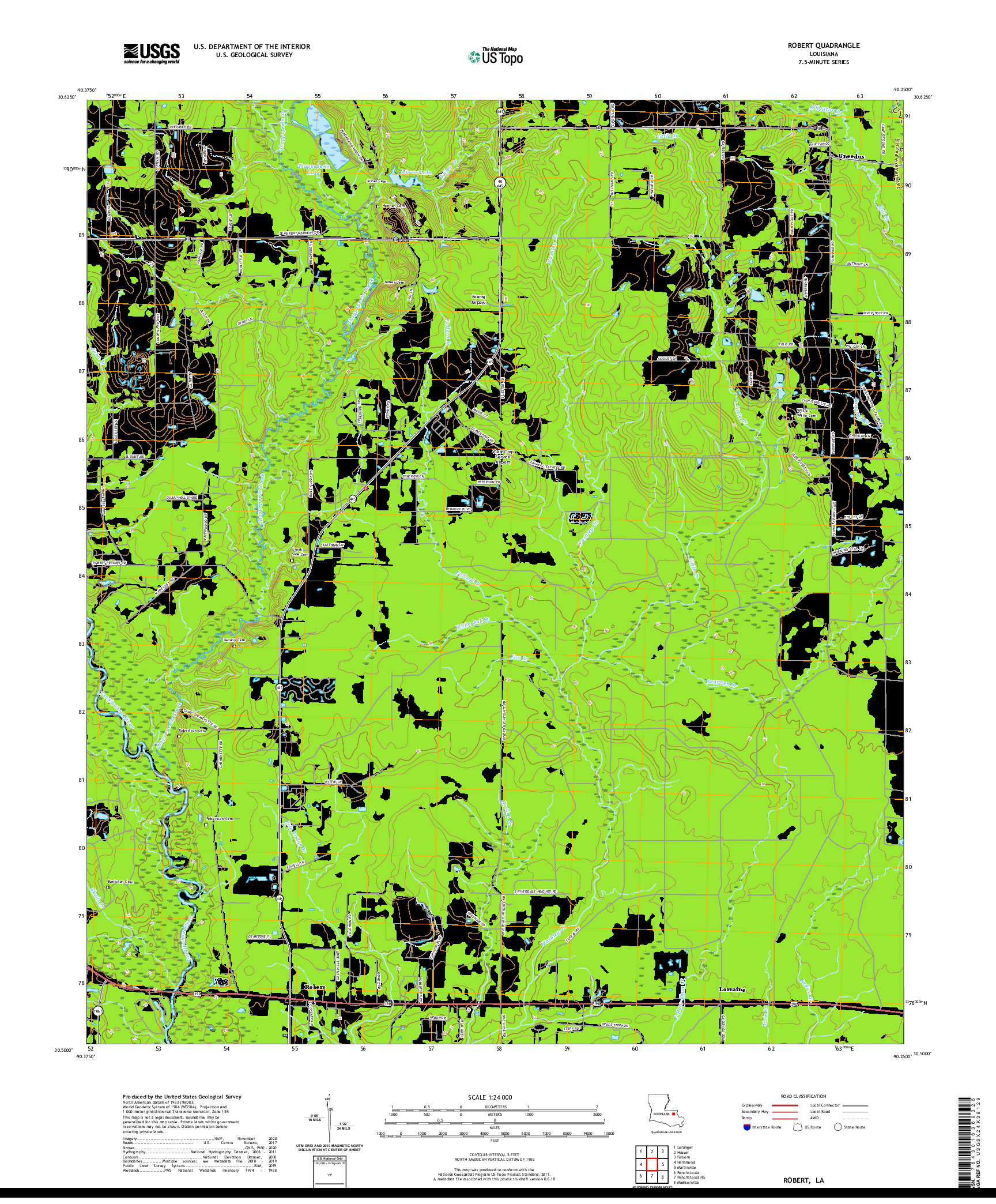 USGS US TOPO 7.5-MINUTE MAP FOR ROBERT, LA 2020