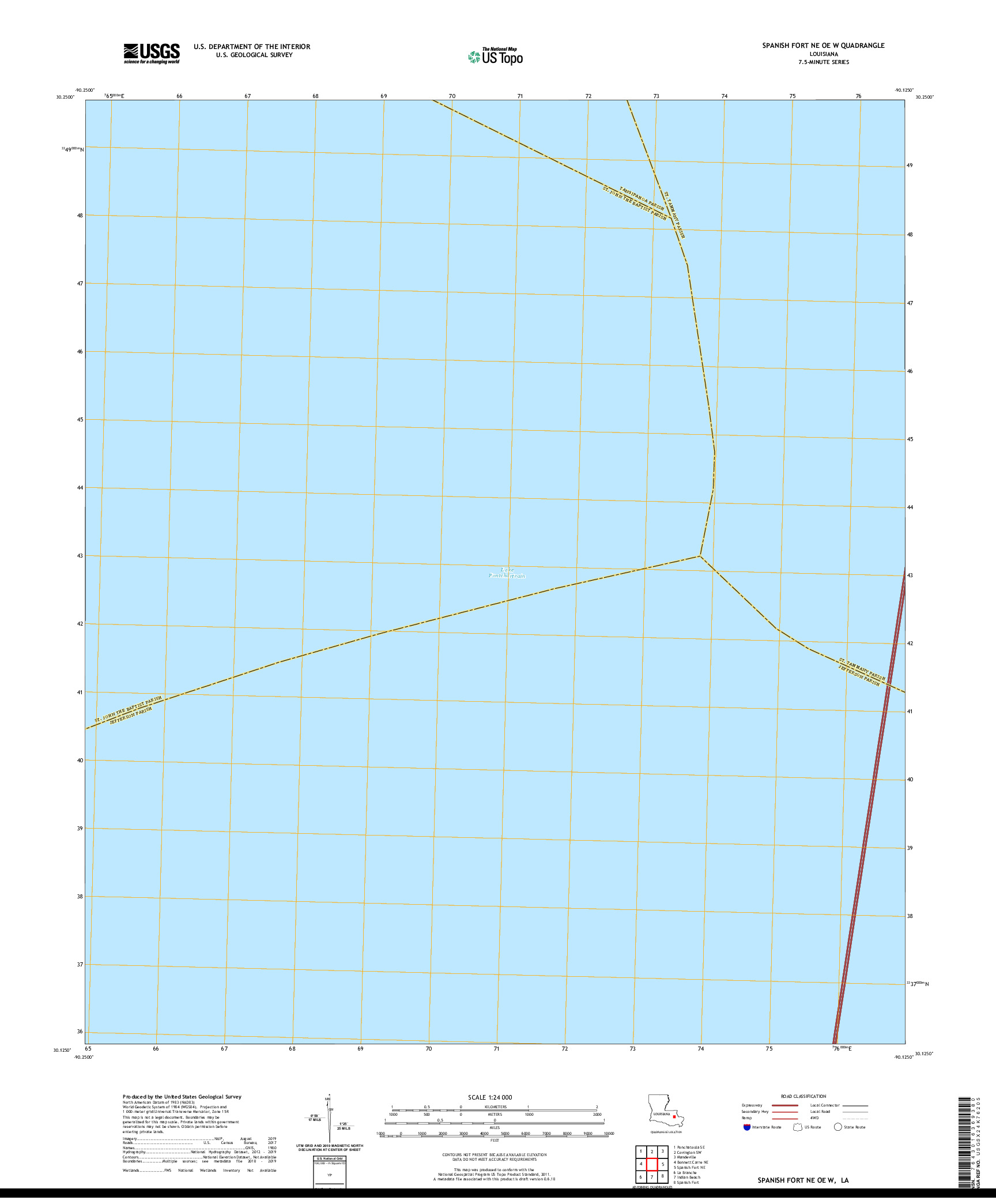 USGS US TOPO 7.5-MINUTE MAP FOR SPANISH FORT NE OE W, LA 2020