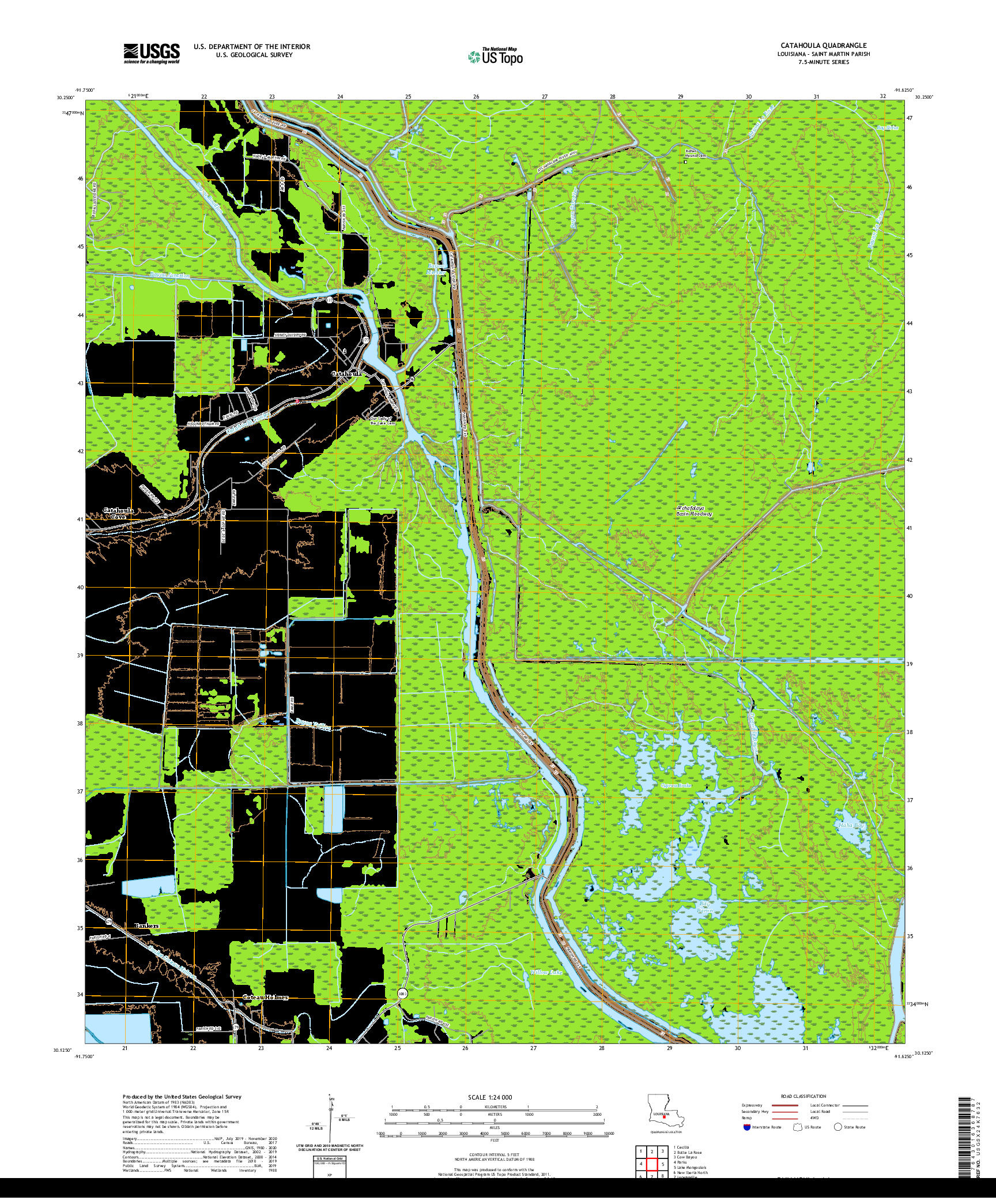 USGS US TOPO 7.5-MINUTE MAP FOR CATAHOULA, LA 2020