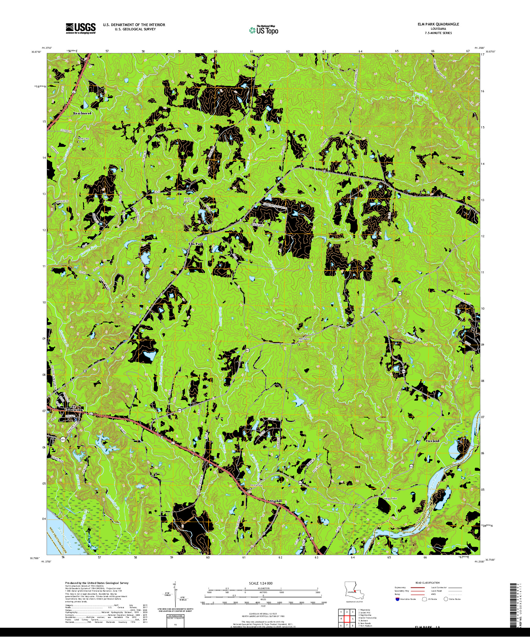 USGS US TOPO 7.5-MINUTE MAP FOR ELM PARK, LA 2020