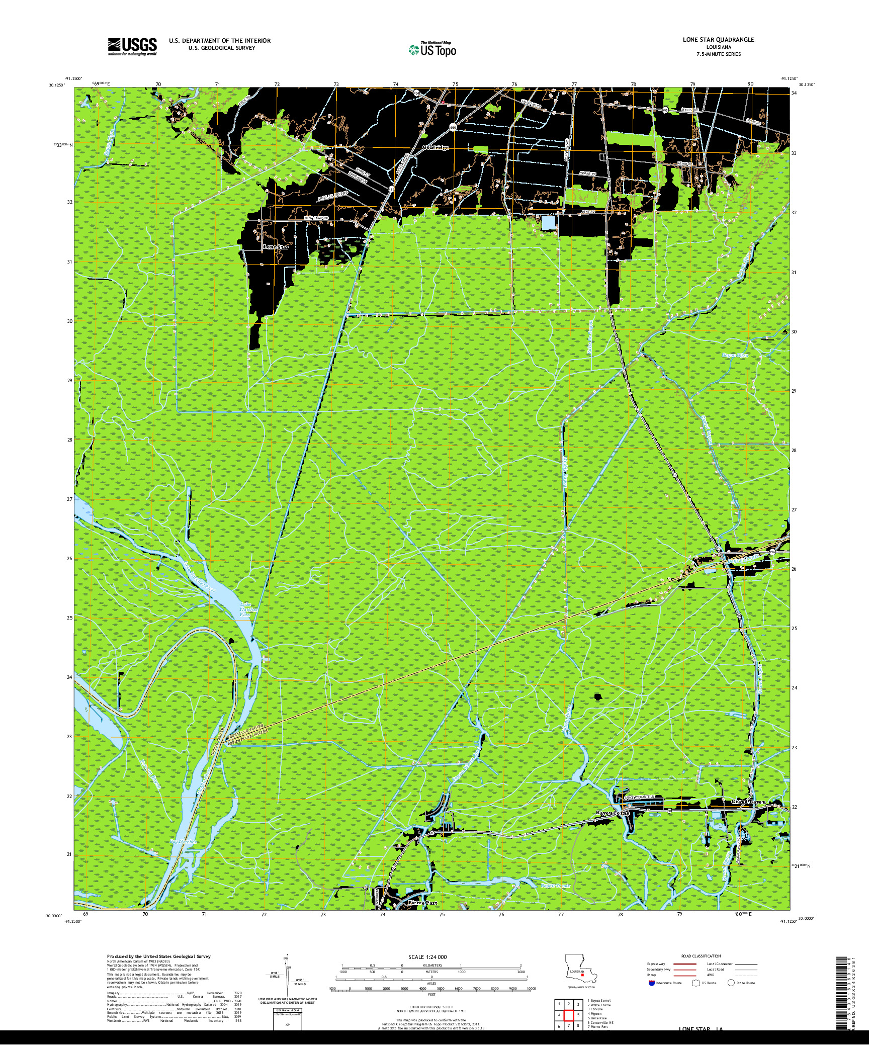 USGS US TOPO 7.5-MINUTE MAP FOR LONE STAR, LA 2020