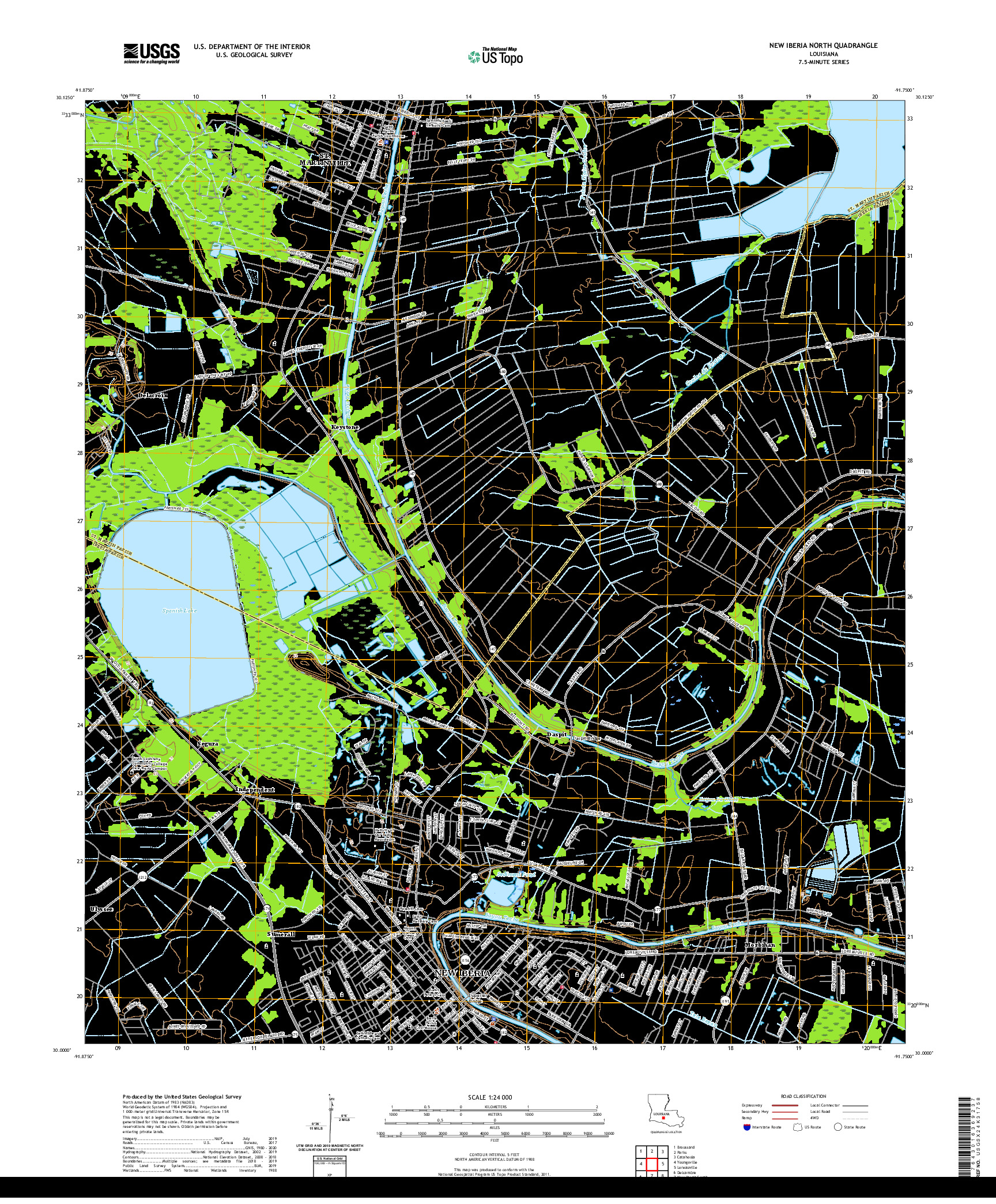 USGS US TOPO 7.5-MINUTE MAP FOR NEW IBERIA NORTH, LA 2020