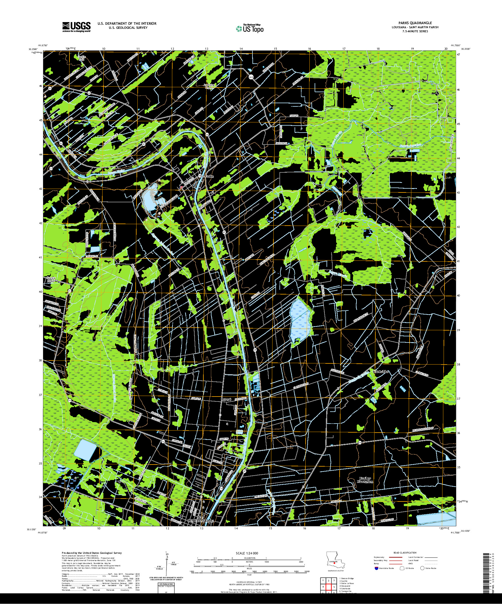 USGS US TOPO 7.5-MINUTE MAP FOR PARKS, LA 2020