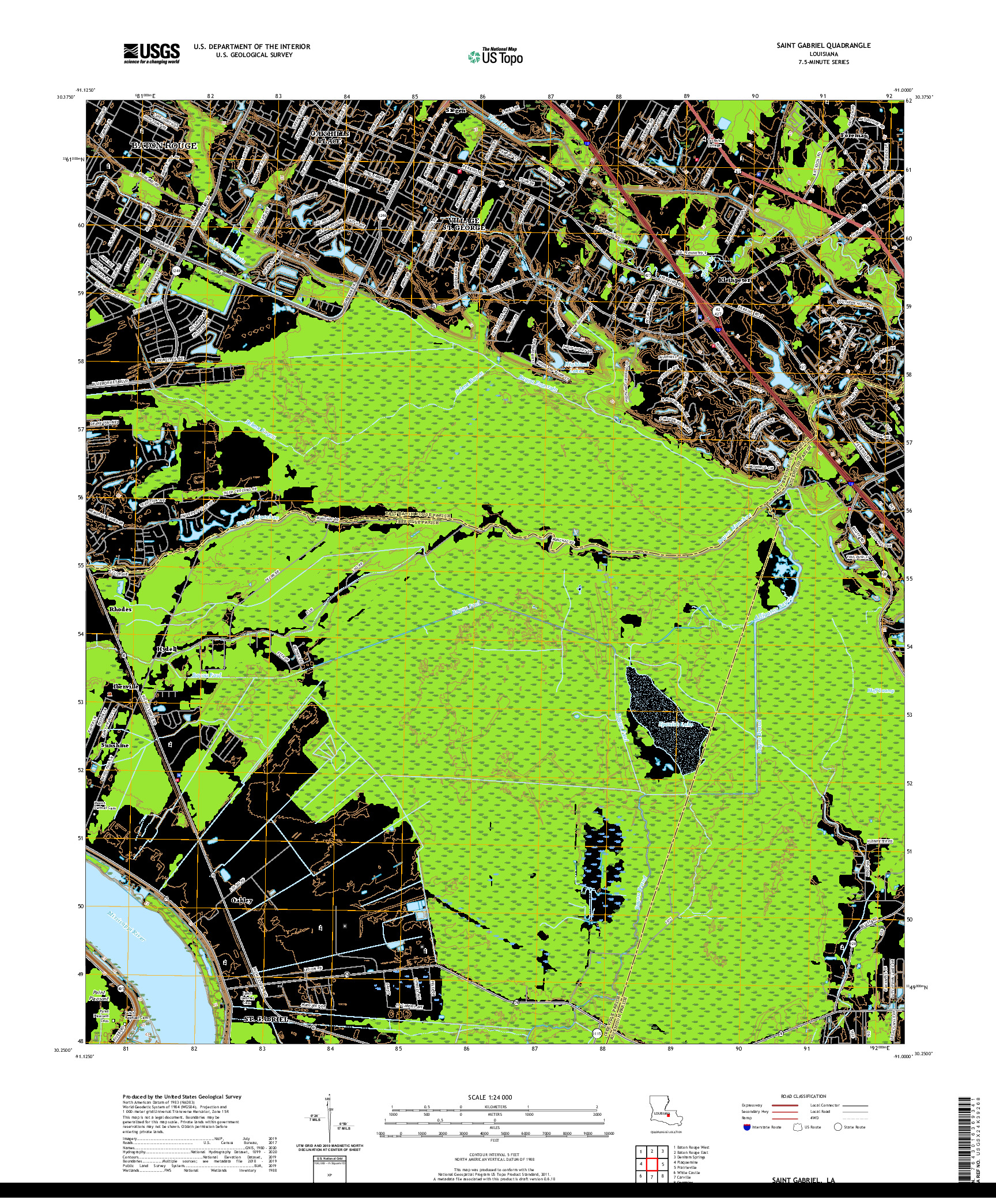 USGS US TOPO 7.5-MINUTE MAP FOR SAINT GABRIEL, LA 2020