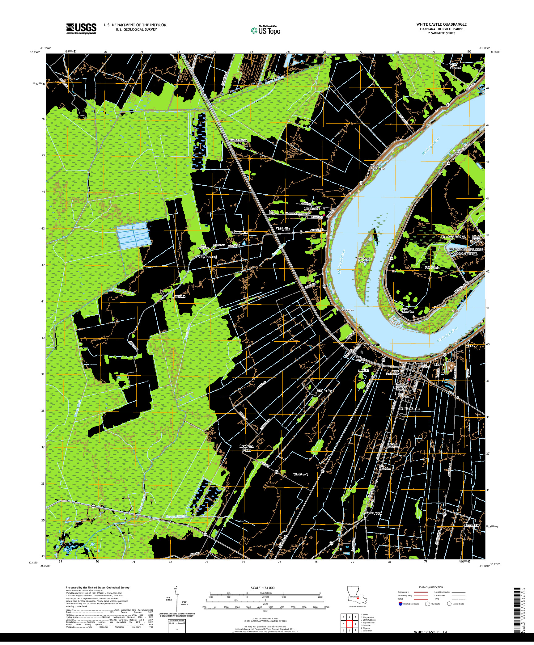 USGS US TOPO 7.5-MINUTE MAP FOR WHITE CASTLE, LA 2020