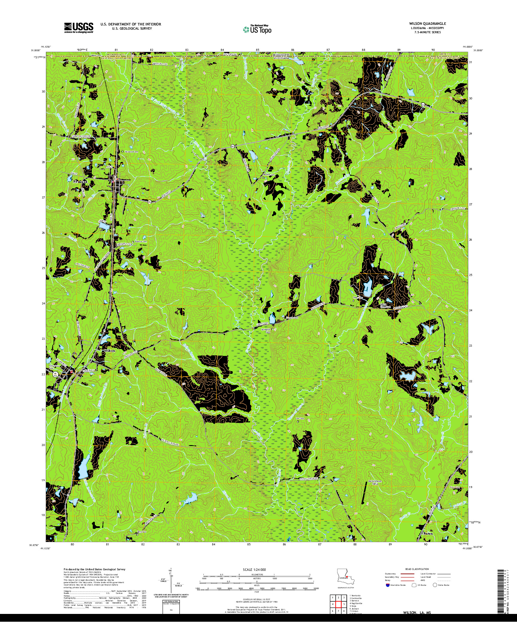 USGS US TOPO 7.5-MINUTE MAP FOR WILSON, LA,MS 2020