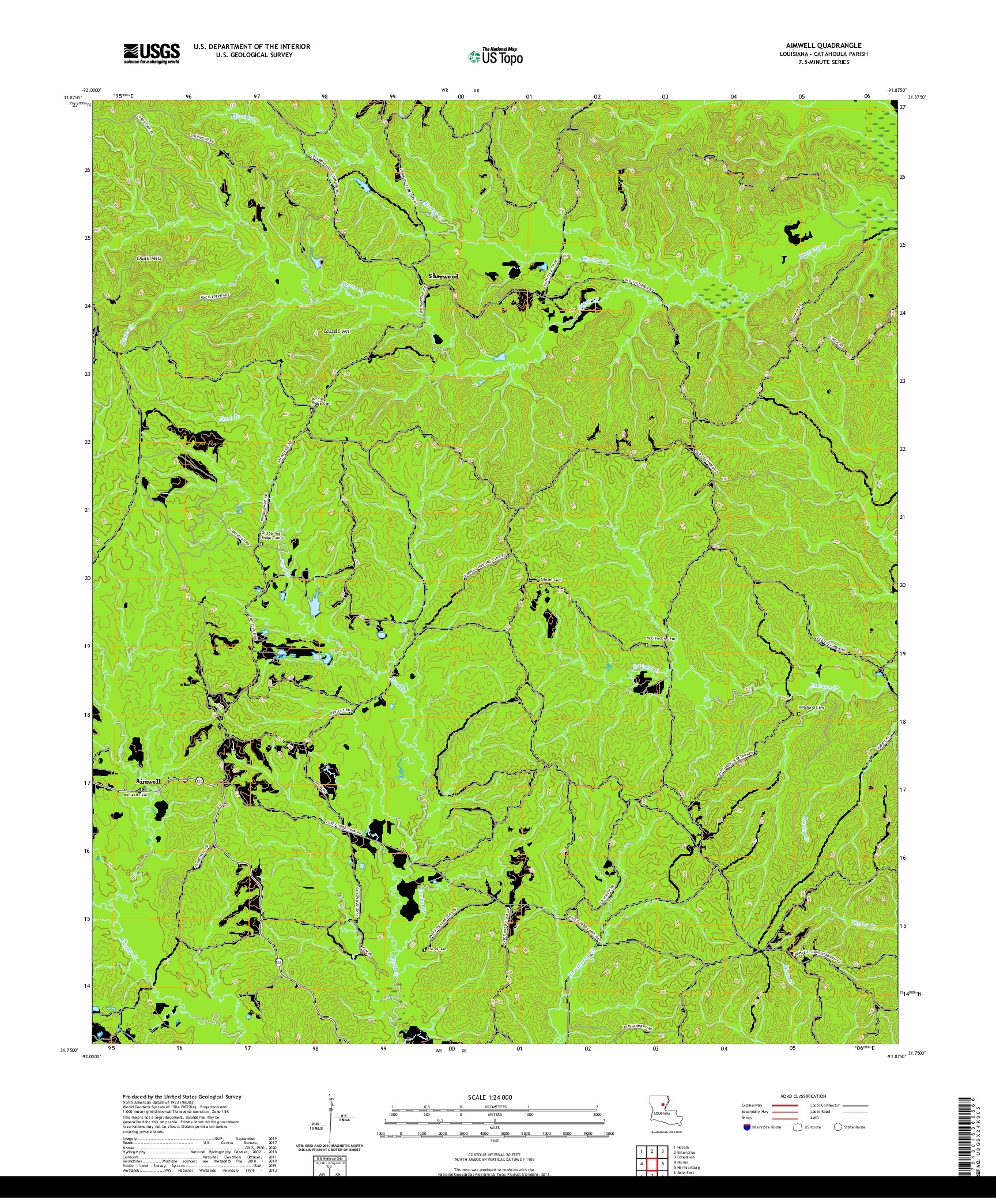 USGS US TOPO 7.5-MINUTE MAP FOR AIMWELL, LA 2020