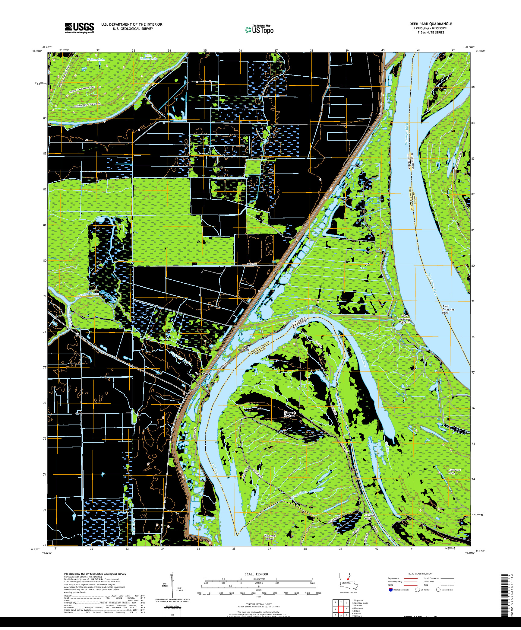 USGS US TOPO 7.5-MINUTE MAP FOR DEER PARK, LA,MS 2020