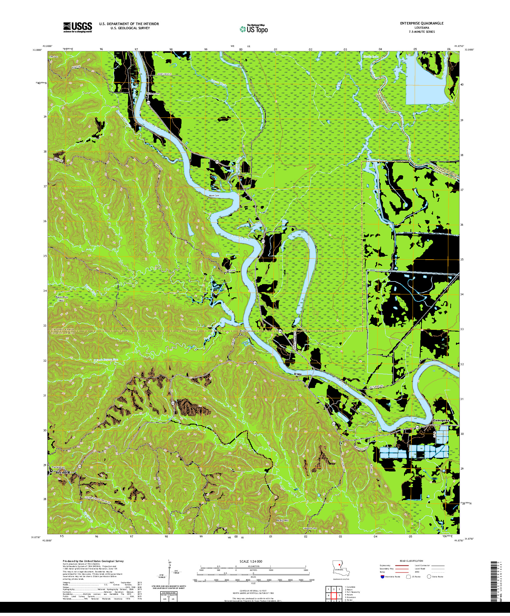 USGS US TOPO 7.5-MINUTE MAP FOR ENTERPRISE, LA 2020