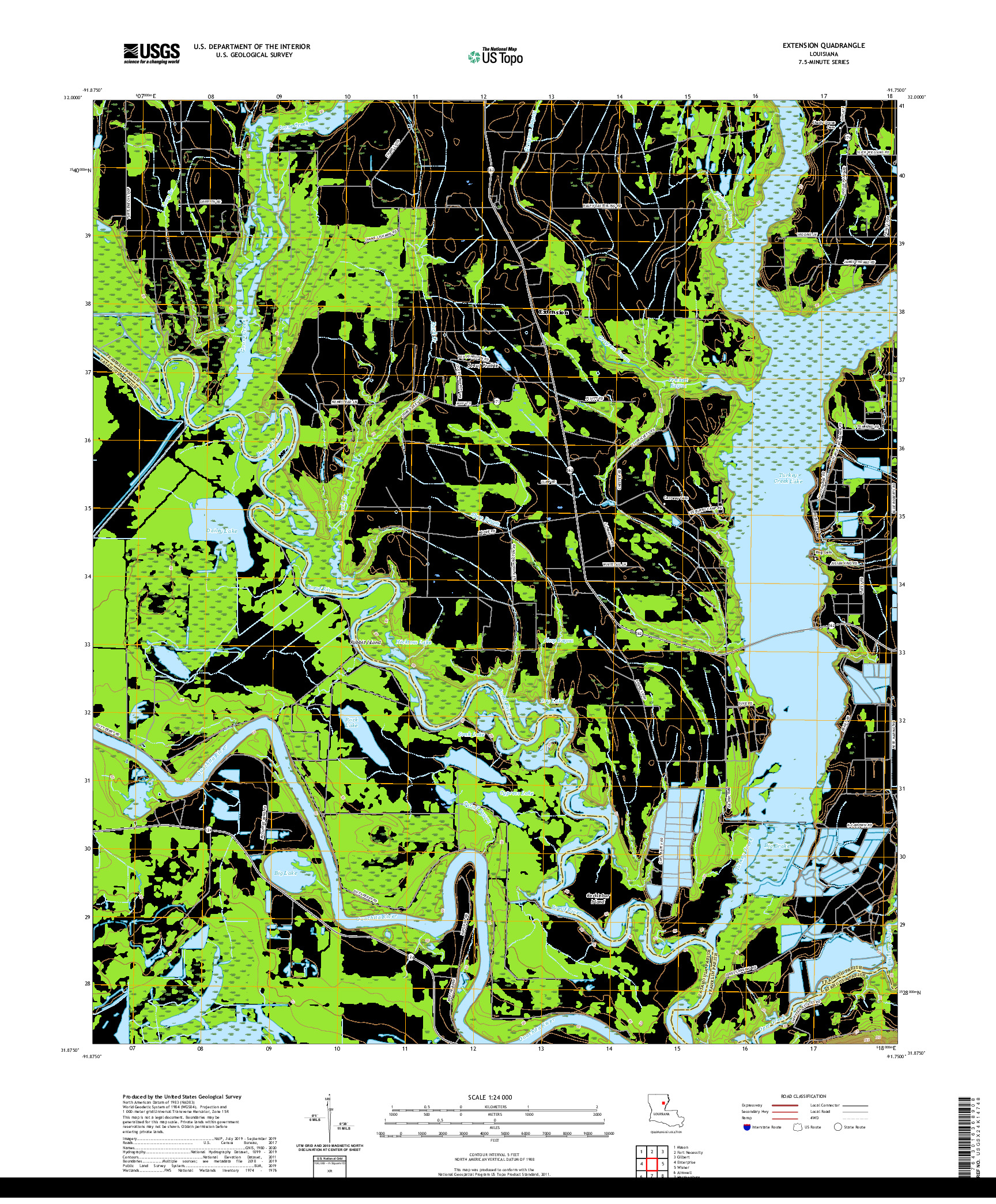 USGS US TOPO 7.5-MINUTE MAP FOR EXTENSION, LA 2020