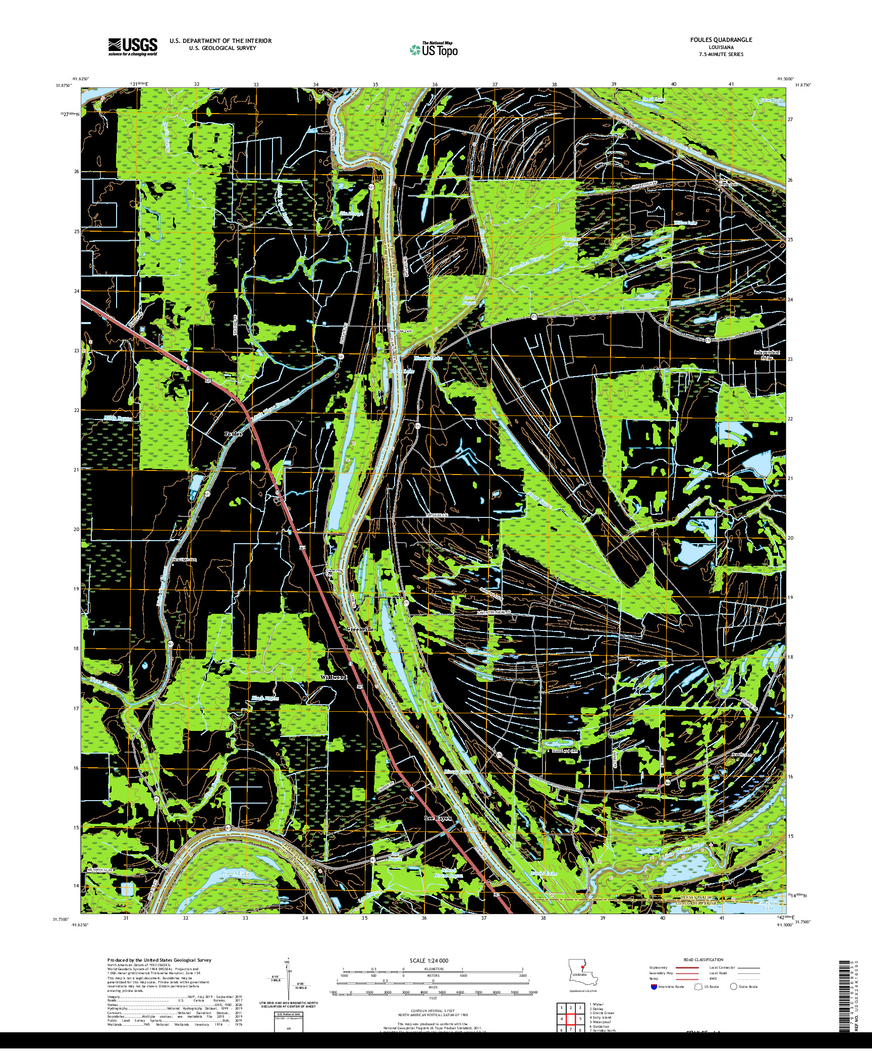 USGS US TOPO 7.5-MINUTE MAP FOR FOULES, LA 2020