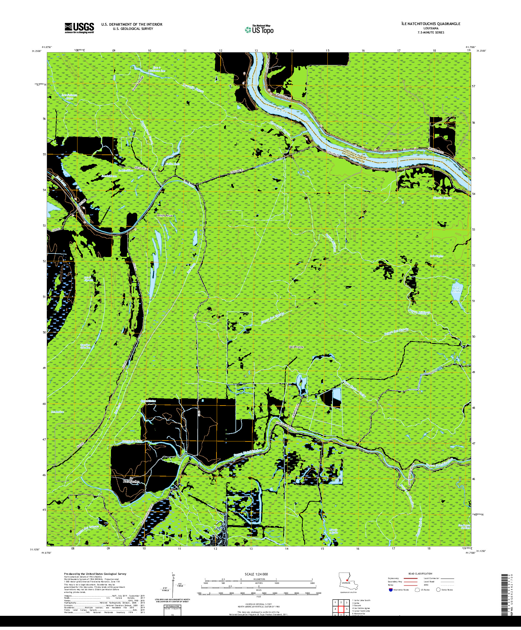 USGS US TOPO 7.5-MINUTE MAP FOR ILE NATCHITOCHES, LA 2020