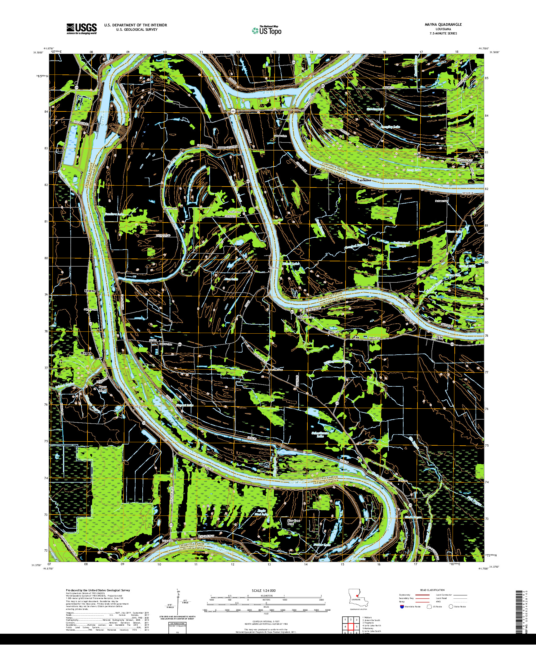 USGS US TOPO 7.5-MINUTE MAP FOR MAYNA, LA 2020