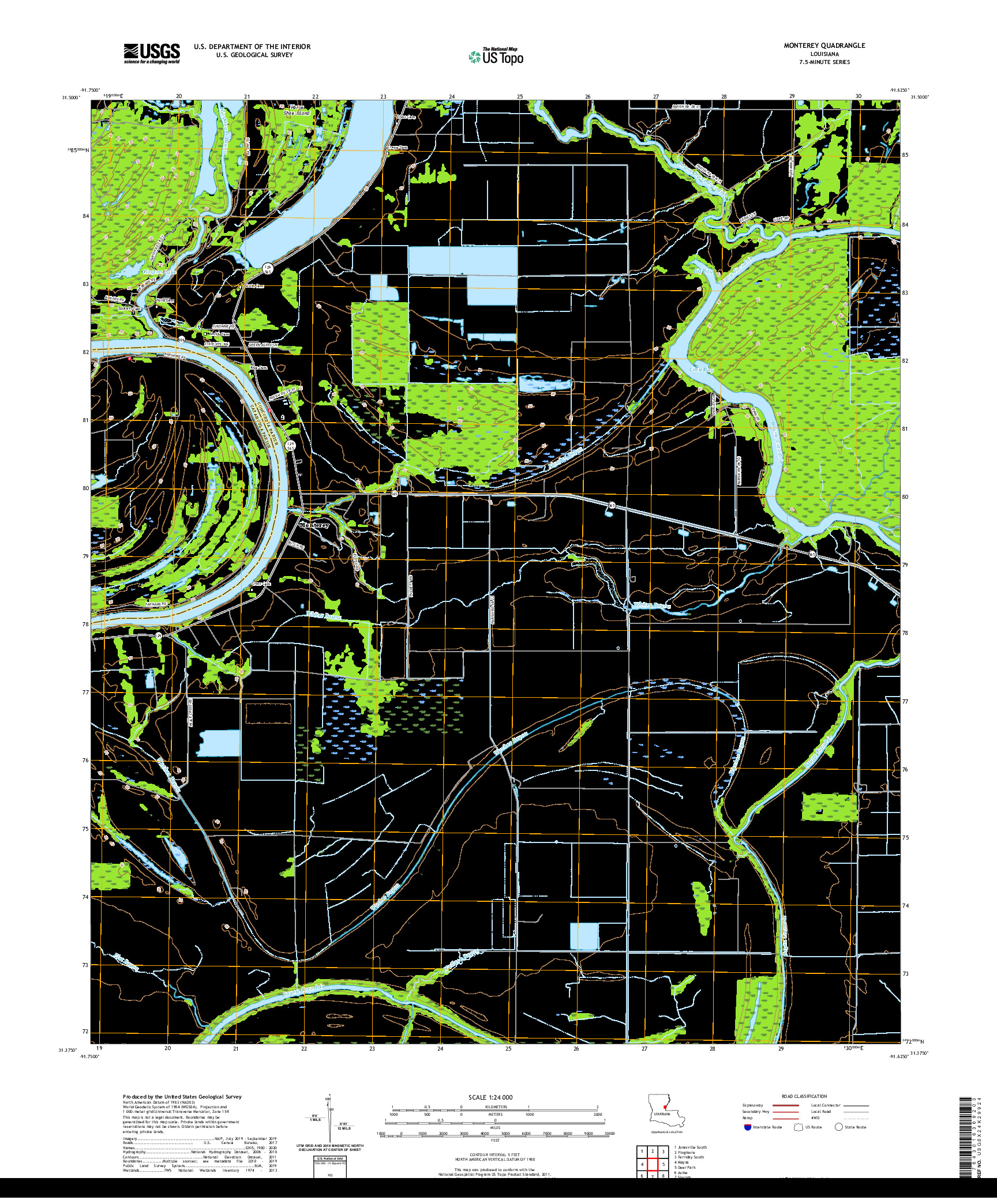 USGS US TOPO 7.5-MINUTE MAP FOR MONTEREY, LA 2020