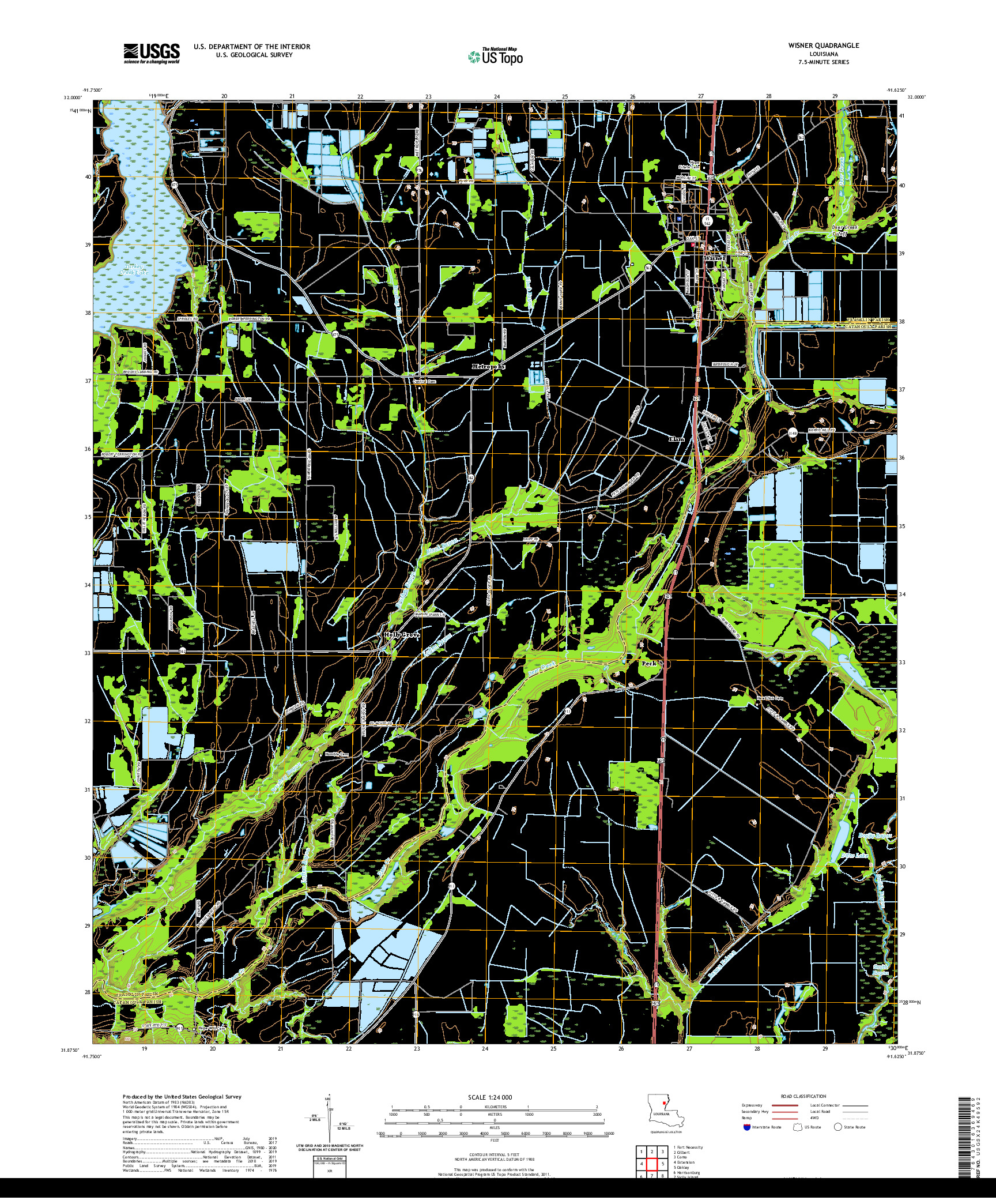 USGS US TOPO 7.5-MINUTE MAP FOR WISNER, LA 2020