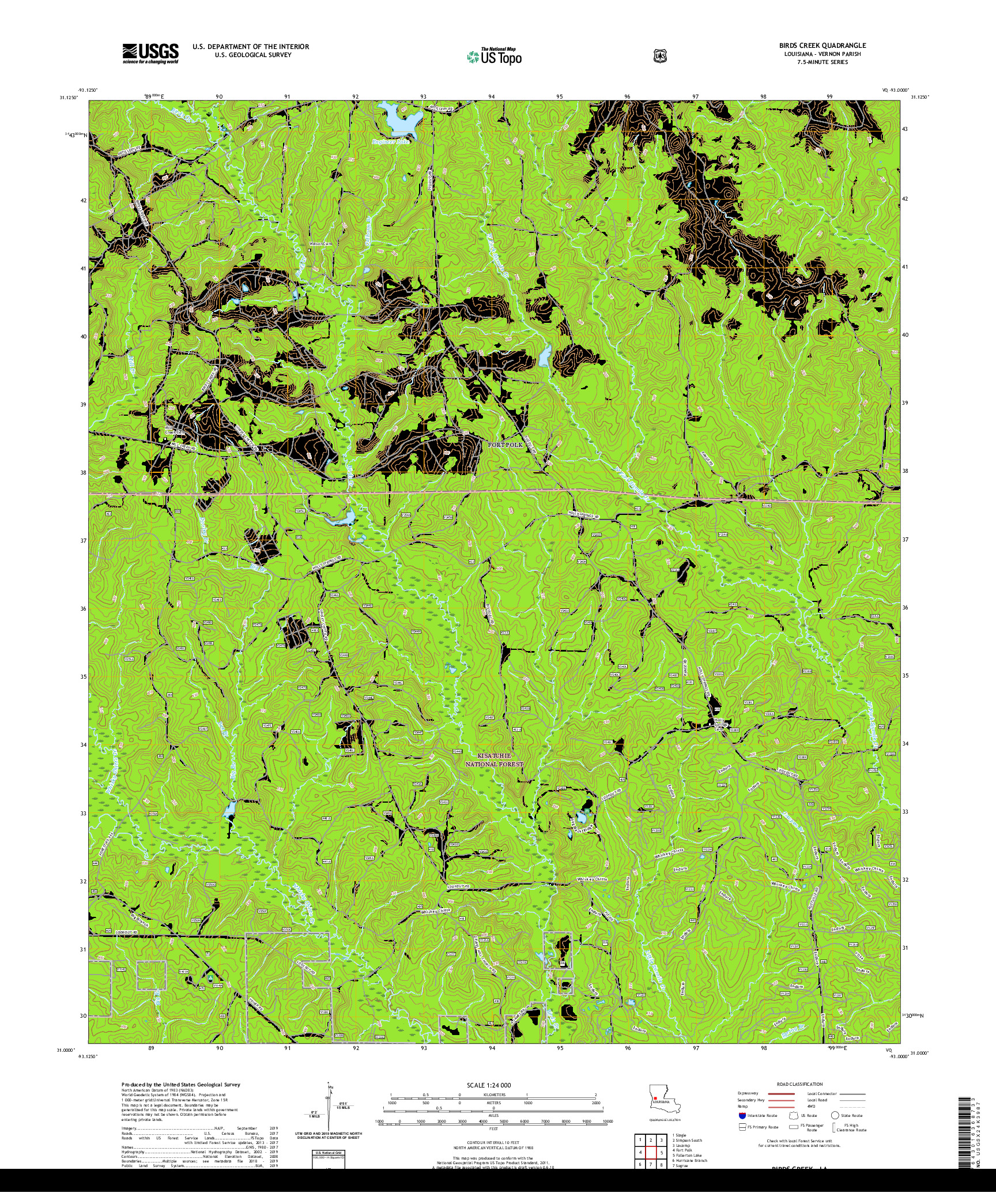 USGS US TOPO 7.5-MINUTE MAP FOR BIRDS CREEK, LA 2020
