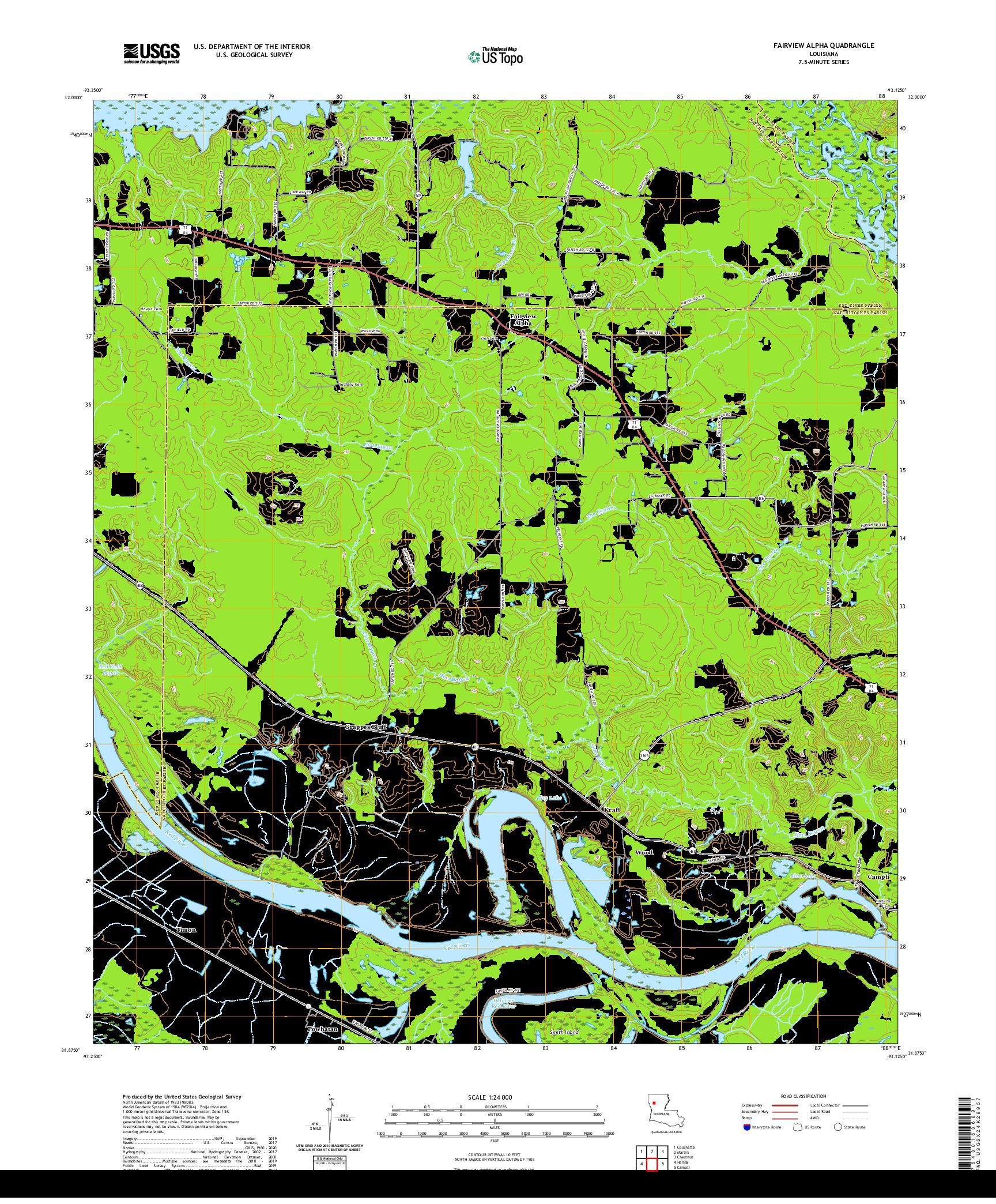 USGS US TOPO 7.5-MINUTE MAP FOR FAIRVIEW ALPHA, LA 2020