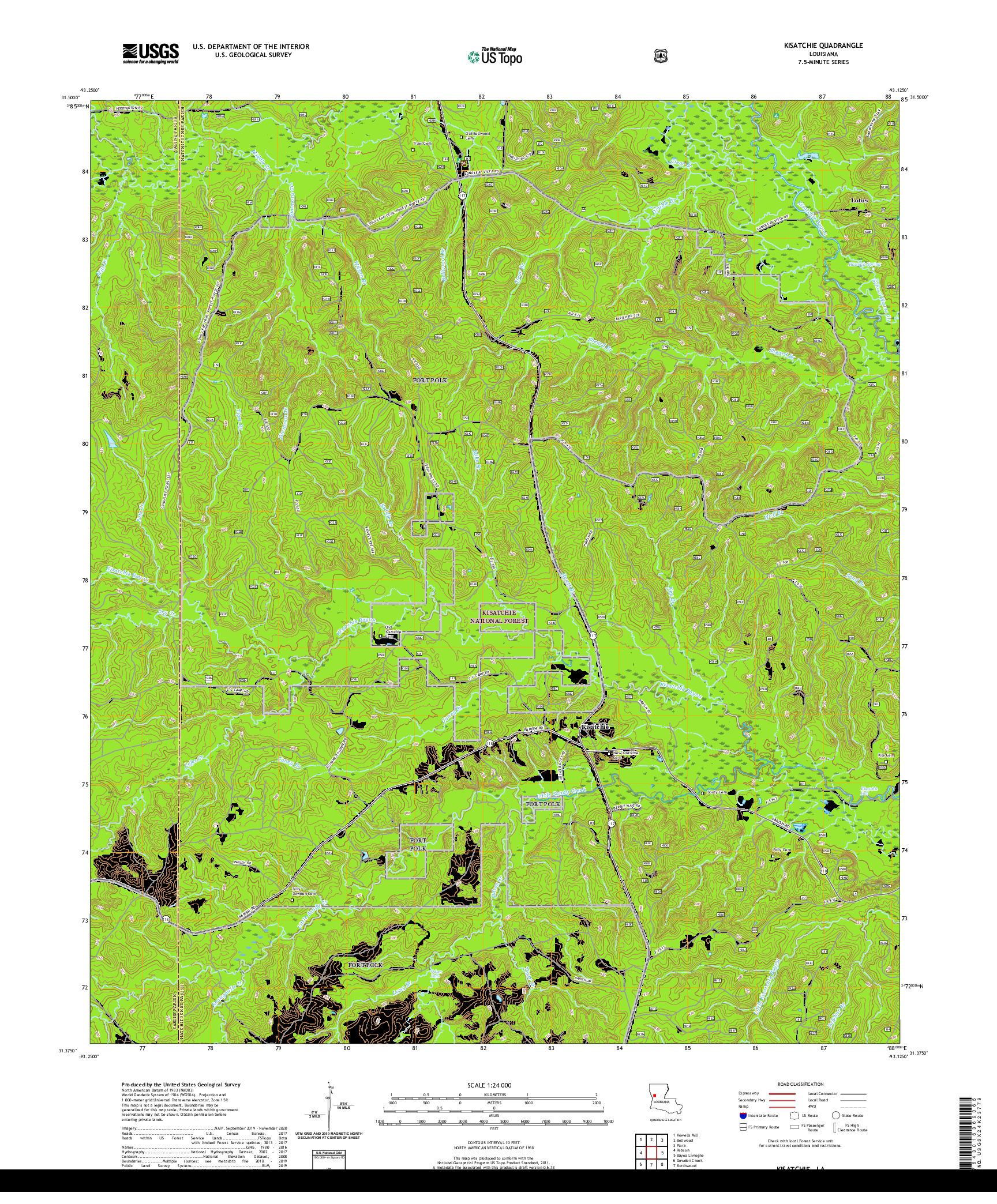 USGS US TOPO 7.5-MINUTE MAP FOR KISATCHIE, LA 2020