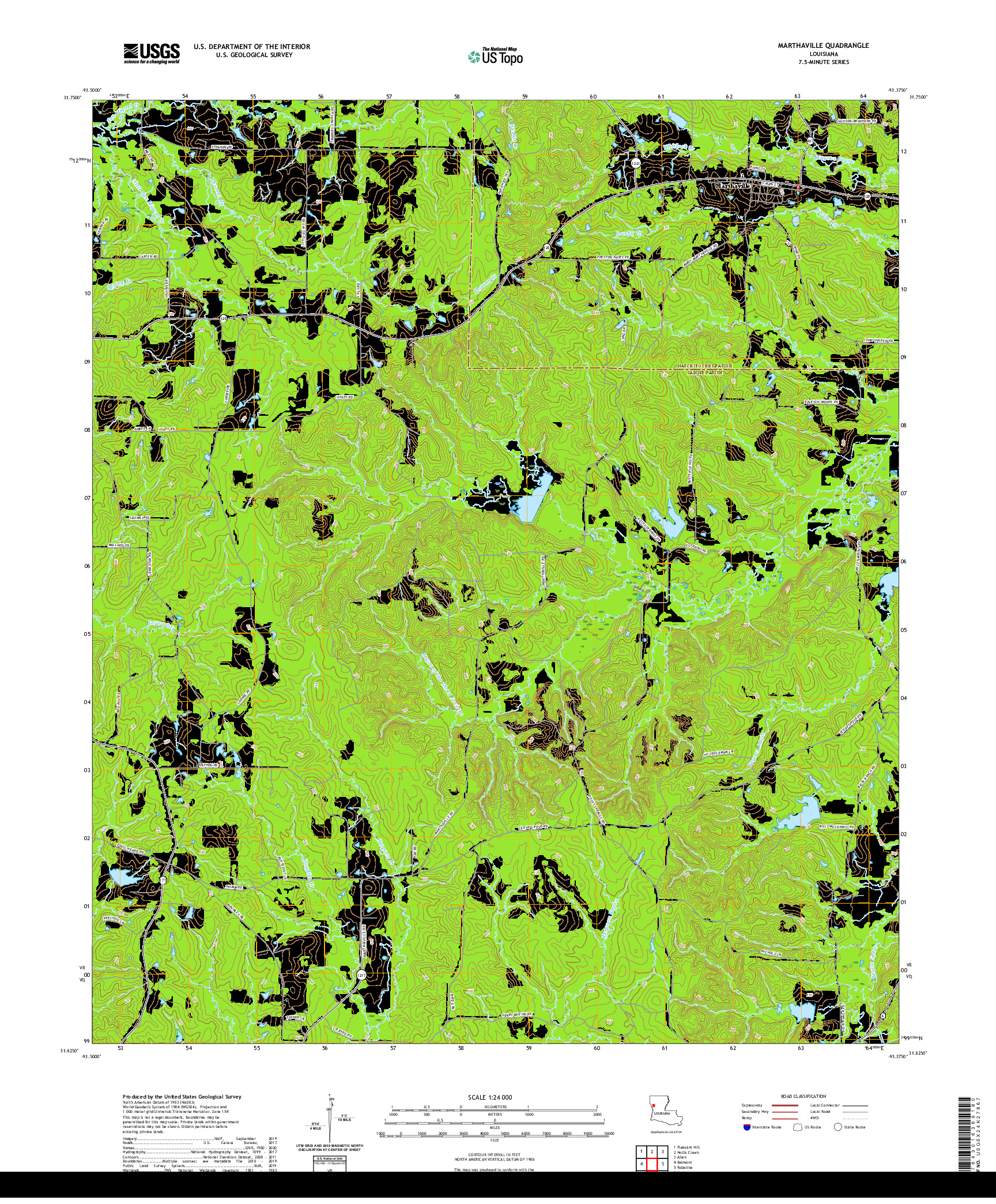 USGS US TOPO 7.5-MINUTE MAP FOR MARTHAVILLE, LA 2020