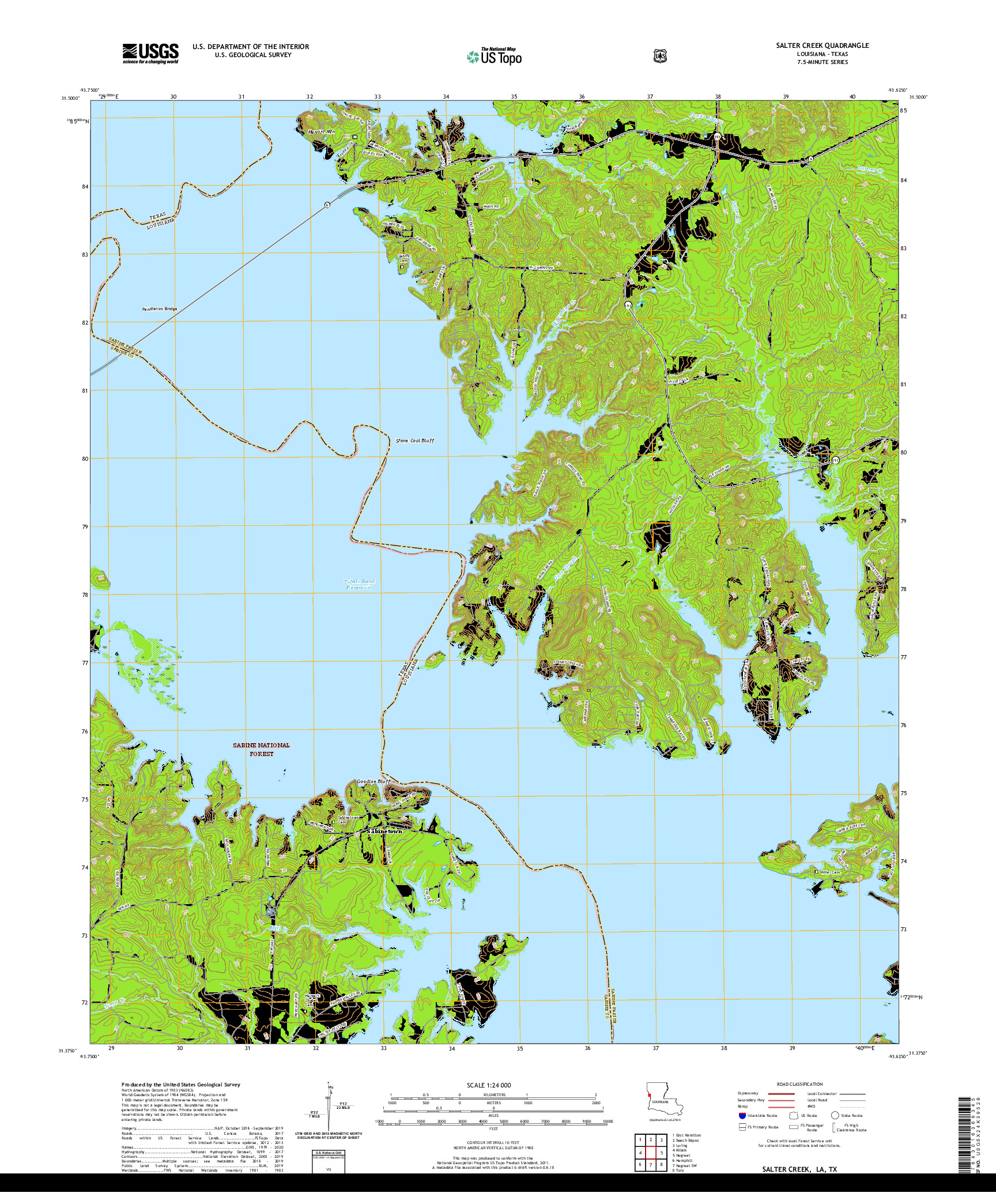 USGS US TOPO 7.5-MINUTE MAP FOR SALTER CREEK, LA,TX 2020