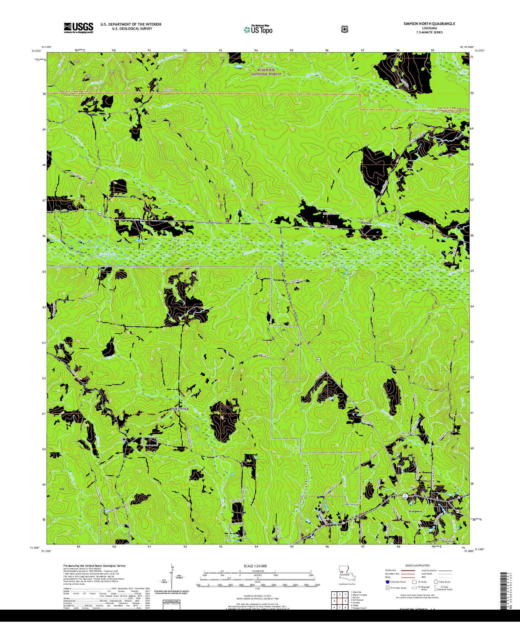 USGS US TOPO 7.5-MINUTE MAP FOR SIMPSON NORTH, LA 2020