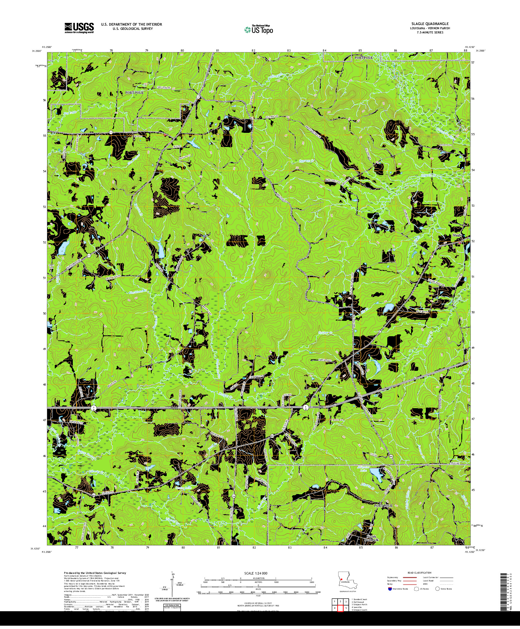 USGS US TOPO 7.5-MINUTE MAP FOR SLAGLE, LA 2020