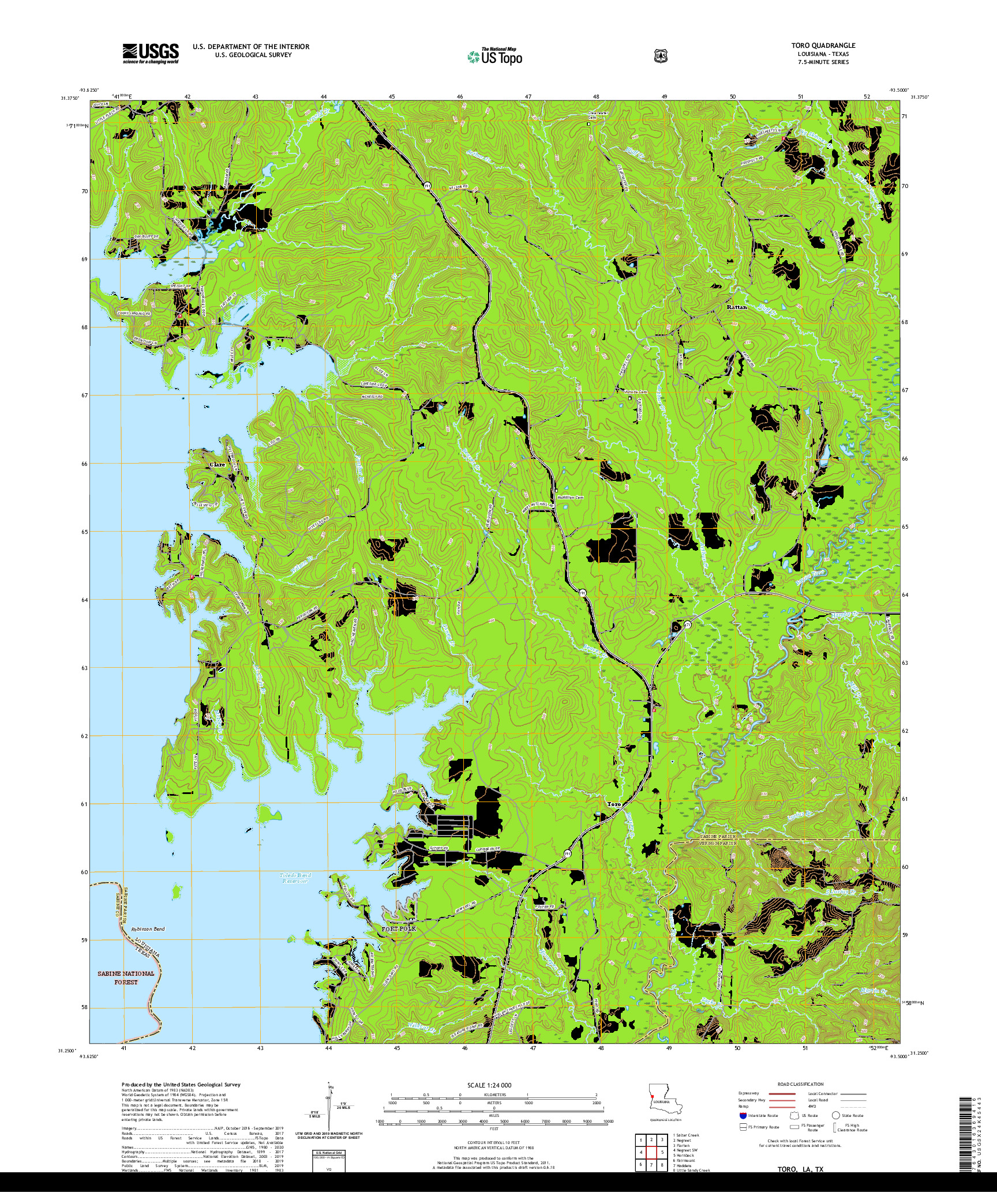 USGS US TOPO 7.5-MINUTE MAP FOR TORO, LA,TX 2020