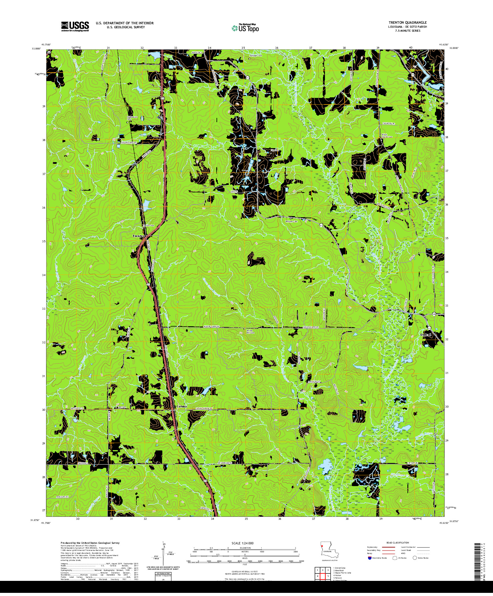 USGS US TOPO 7.5-MINUTE MAP FOR TRENTON, LA 2020