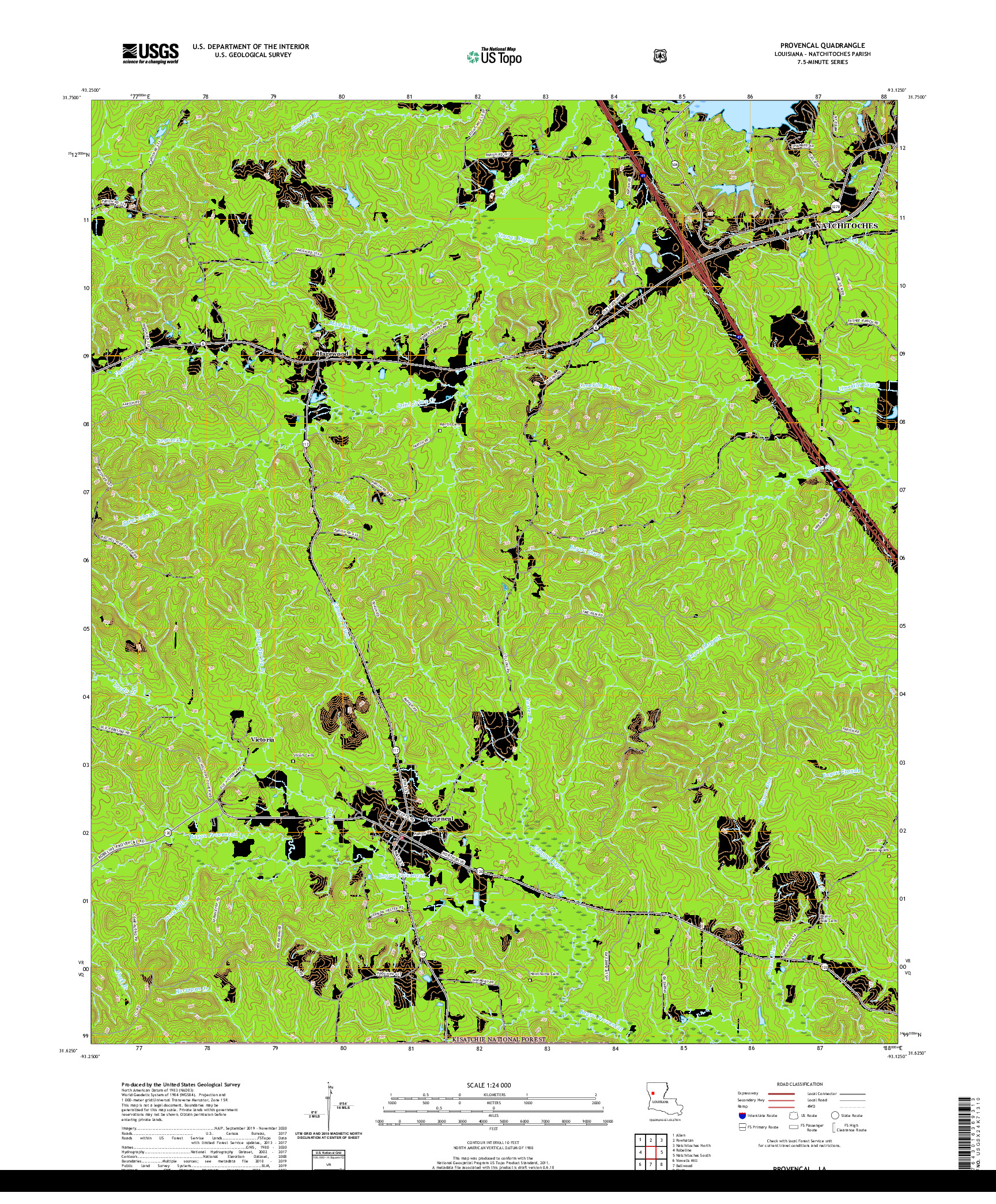 USGS US TOPO 7.5-MINUTE MAP FOR PROVENCAL, LA 2020