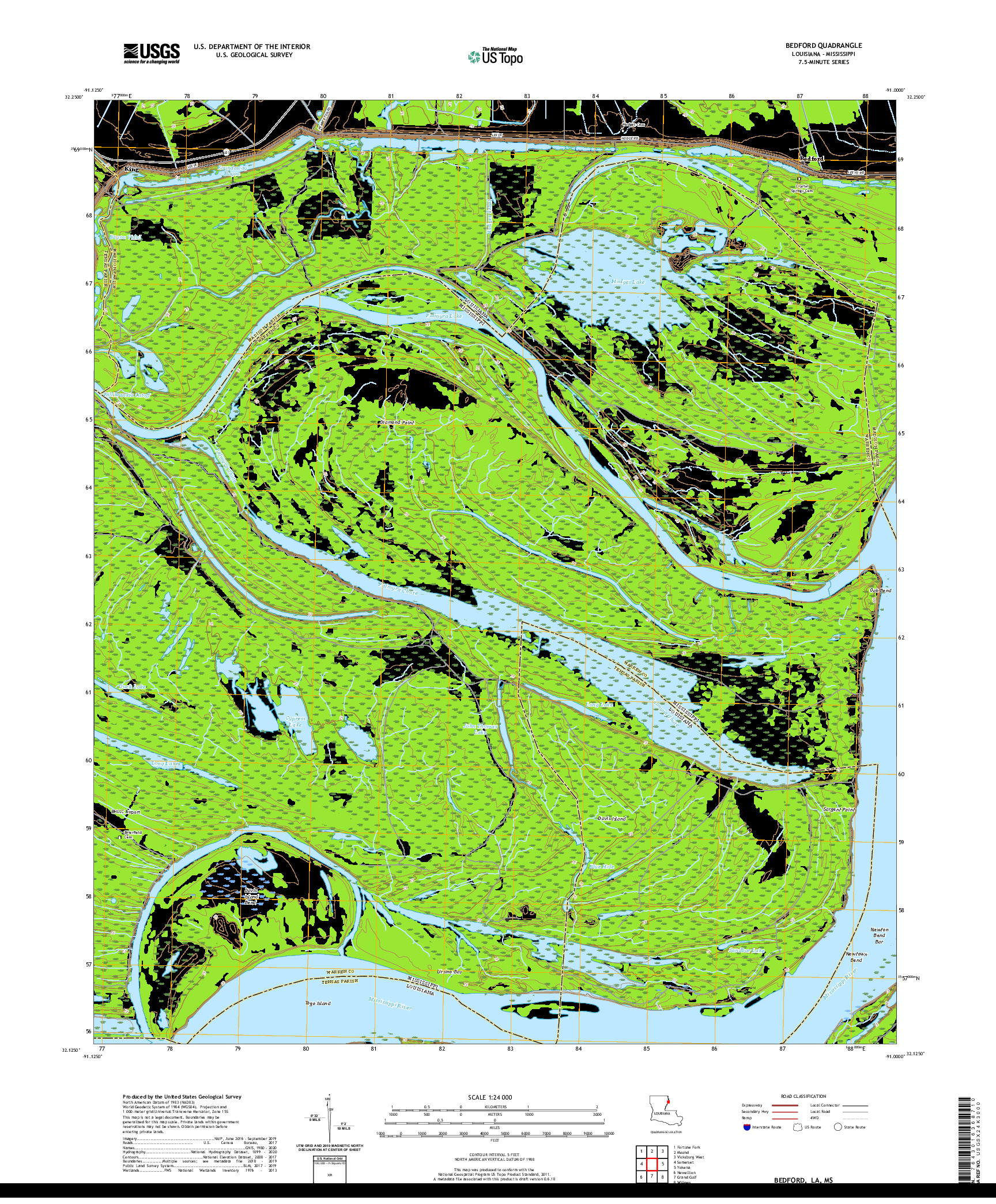 USGS US TOPO 7.5-MINUTE MAP FOR BEDFORD, LA,MS 2020