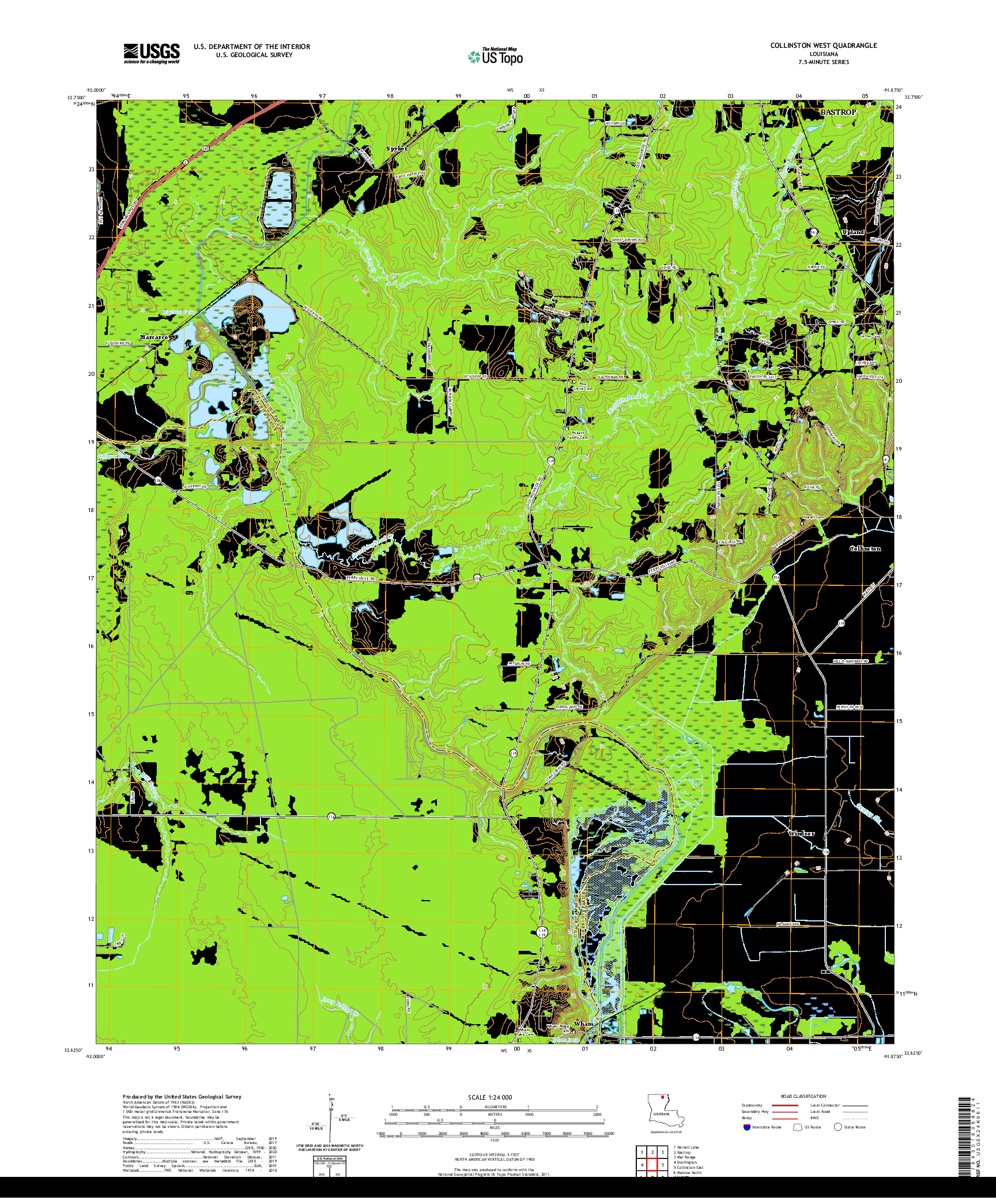 USGS US TOPO 7.5-MINUTE MAP FOR COLLINSTON WEST, LA 2020