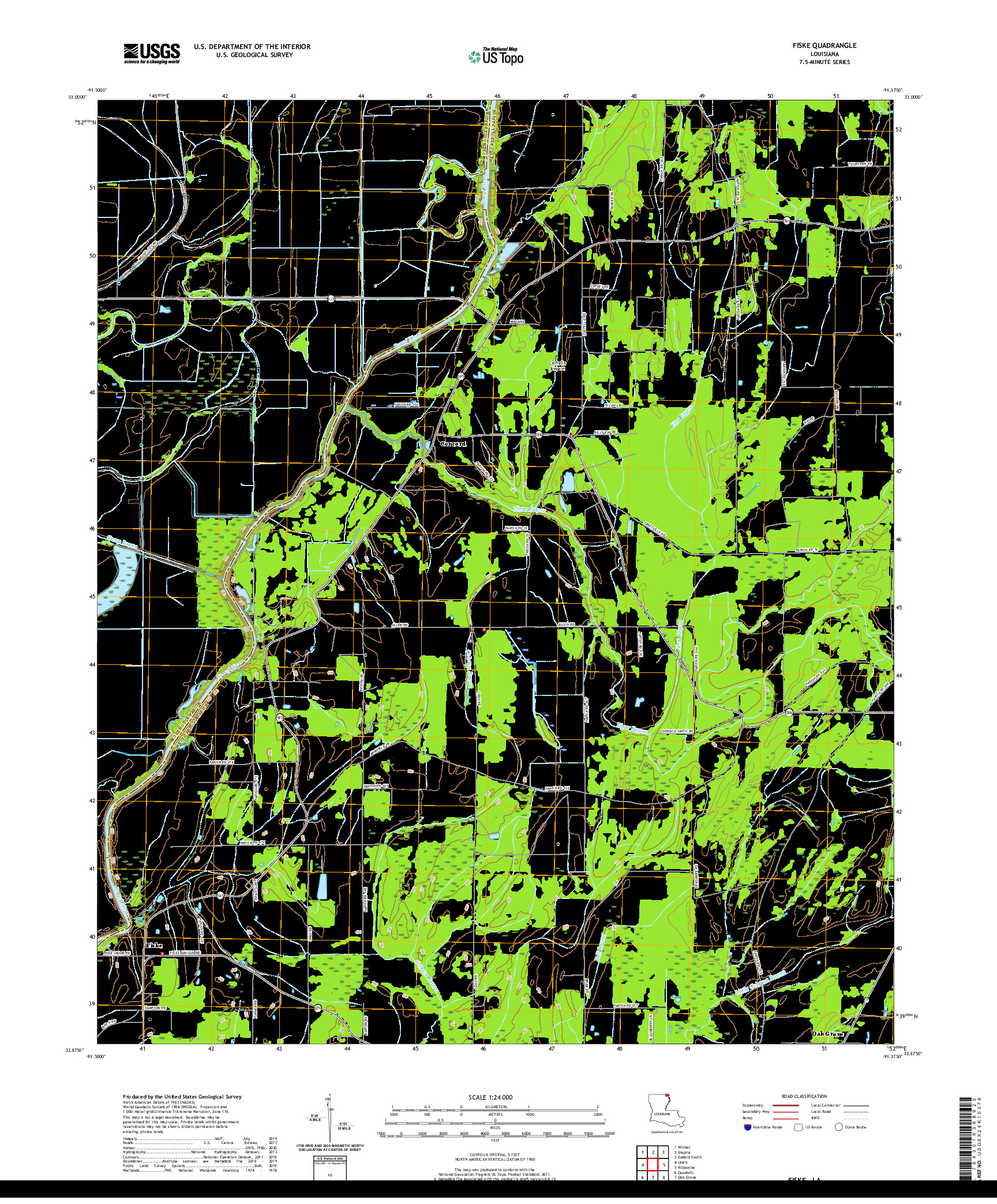 USGS US TOPO 7.5-MINUTE MAP FOR FISKE, LA 2020