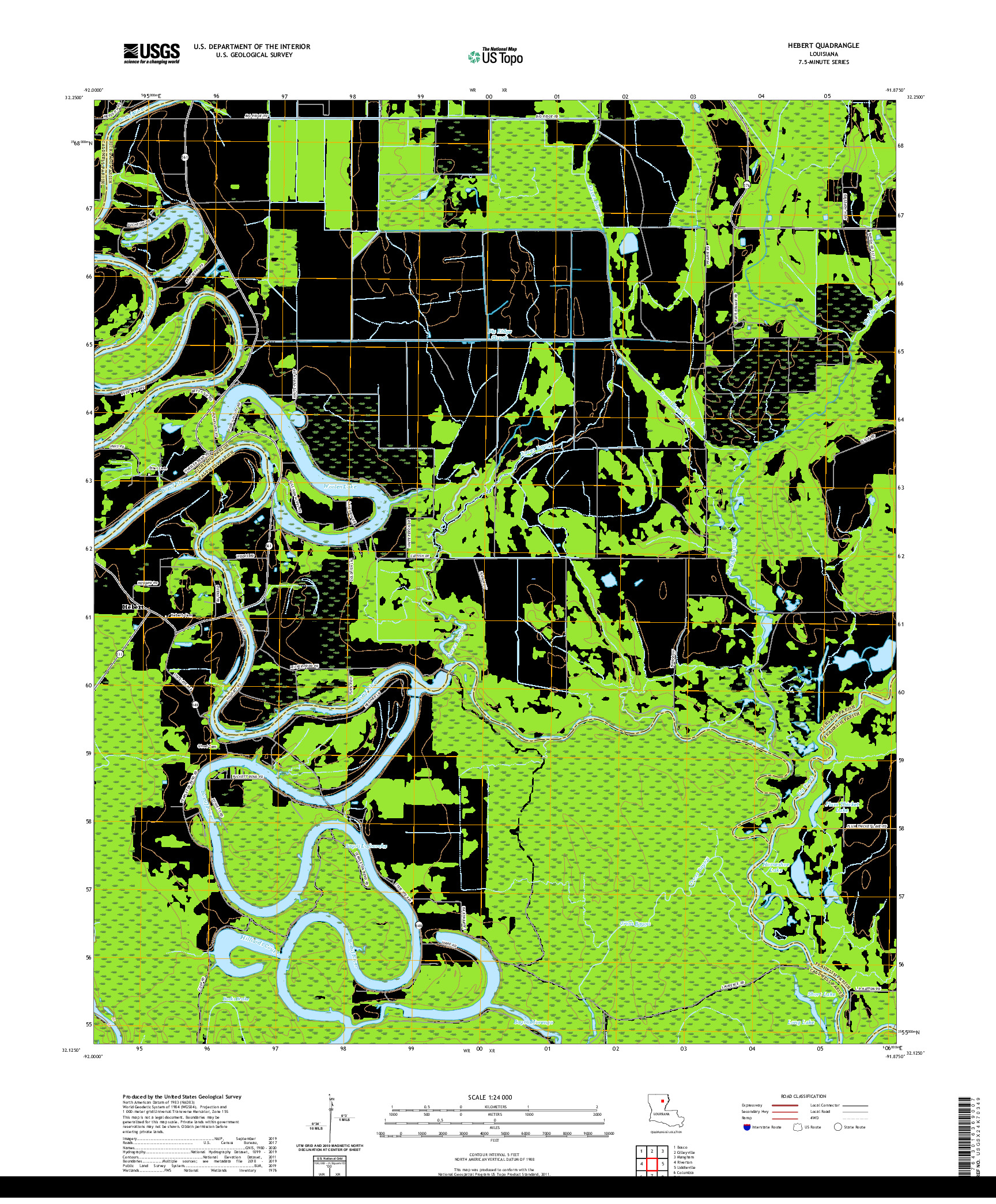 USGS US TOPO 7.5-MINUTE MAP FOR HEBERT, LA 2020