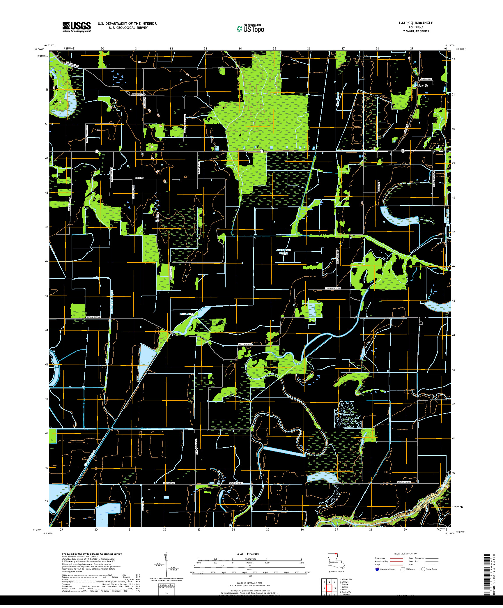 USGS US TOPO 7.5-MINUTE MAP FOR LAARK, LA 2020