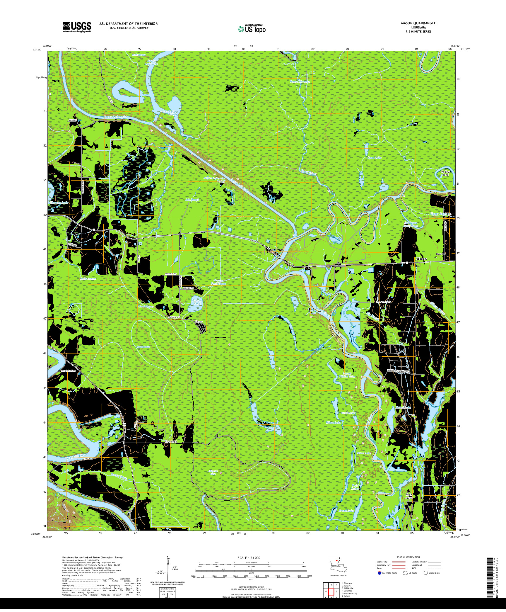 USGS US TOPO 7.5-MINUTE MAP FOR MASON, LA 2020