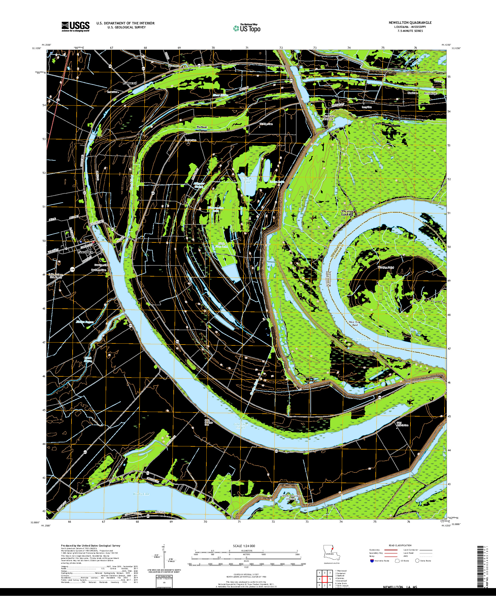 USGS US TOPO 7.5-MINUTE MAP FOR NEWELLTON, LA,MS 2020