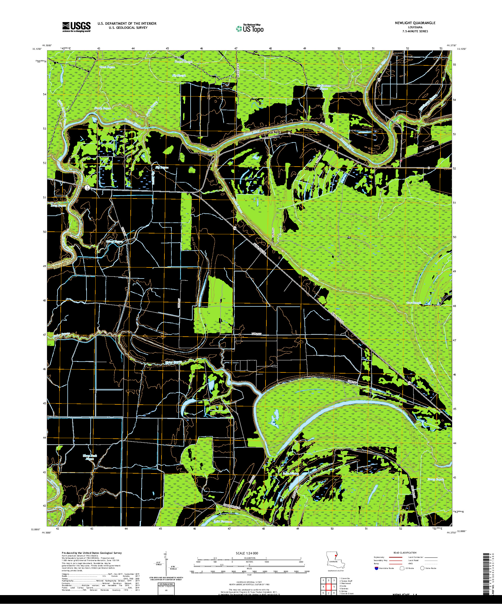 USGS US TOPO 7.5-MINUTE MAP FOR NEWLIGHT, LA 2020