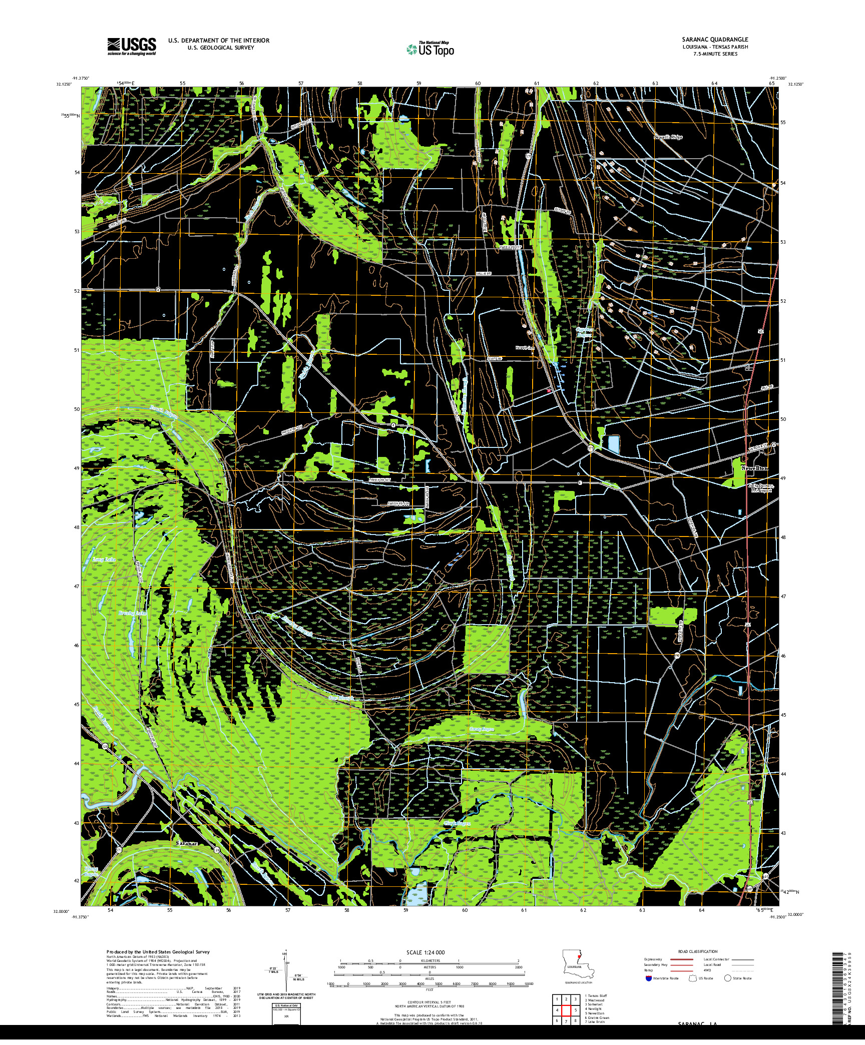 USGS US TOPO 7.5-MINUTE MAP FOR SARANAC, LA 2020